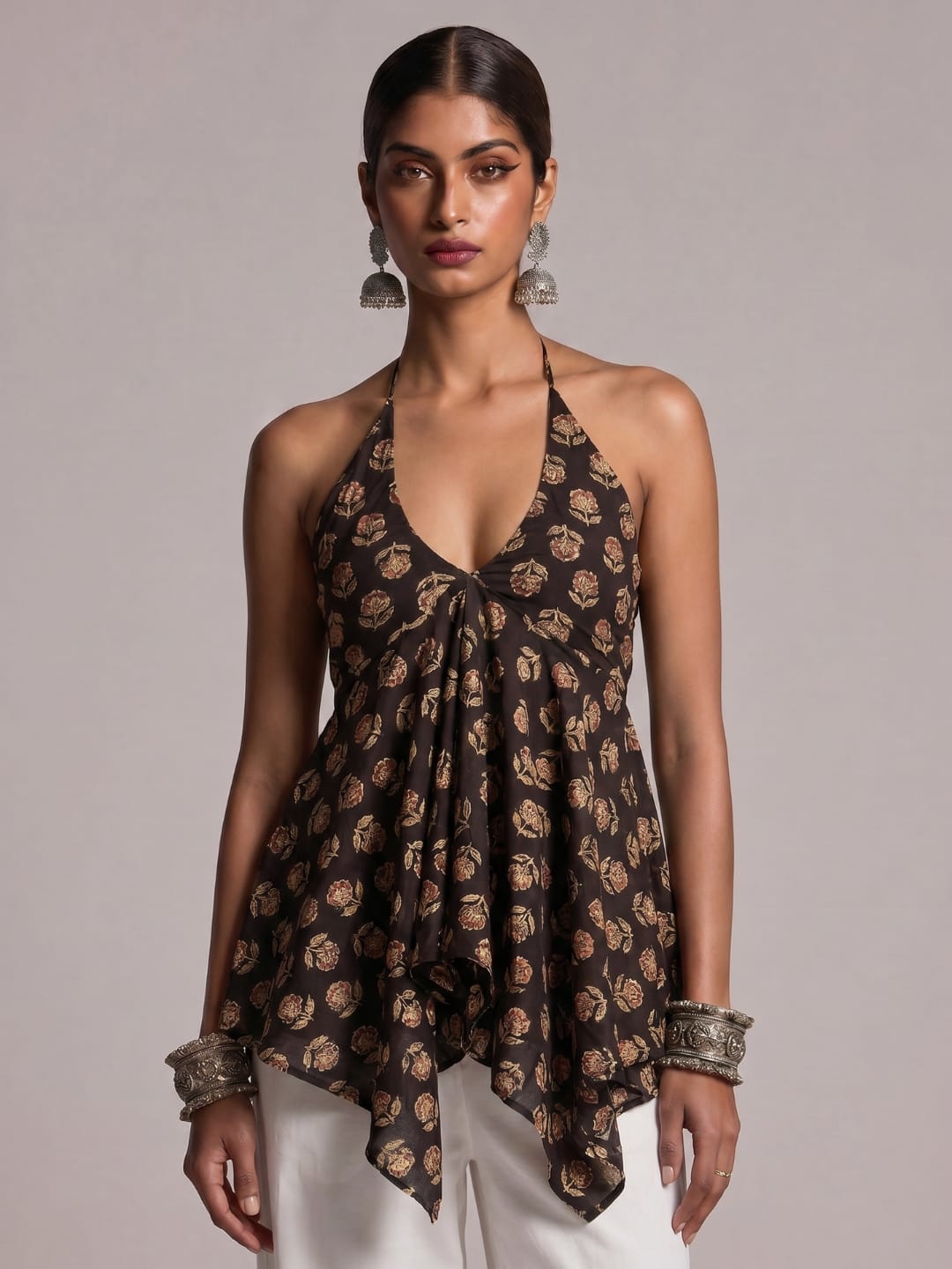 Saral Asymmetrical Tie - Up Top