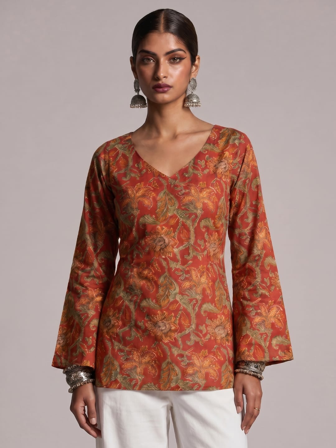 Kareen Backless Sleeved Corset Kurti
