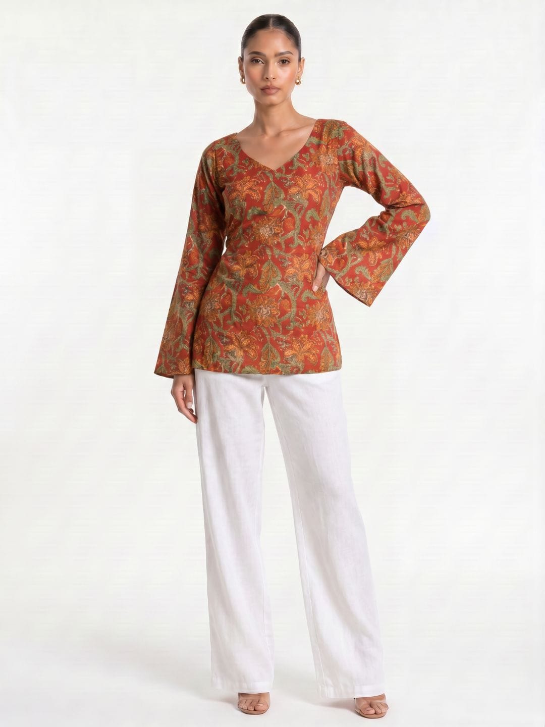 Kareen Backless Sleeved Corset Kurti