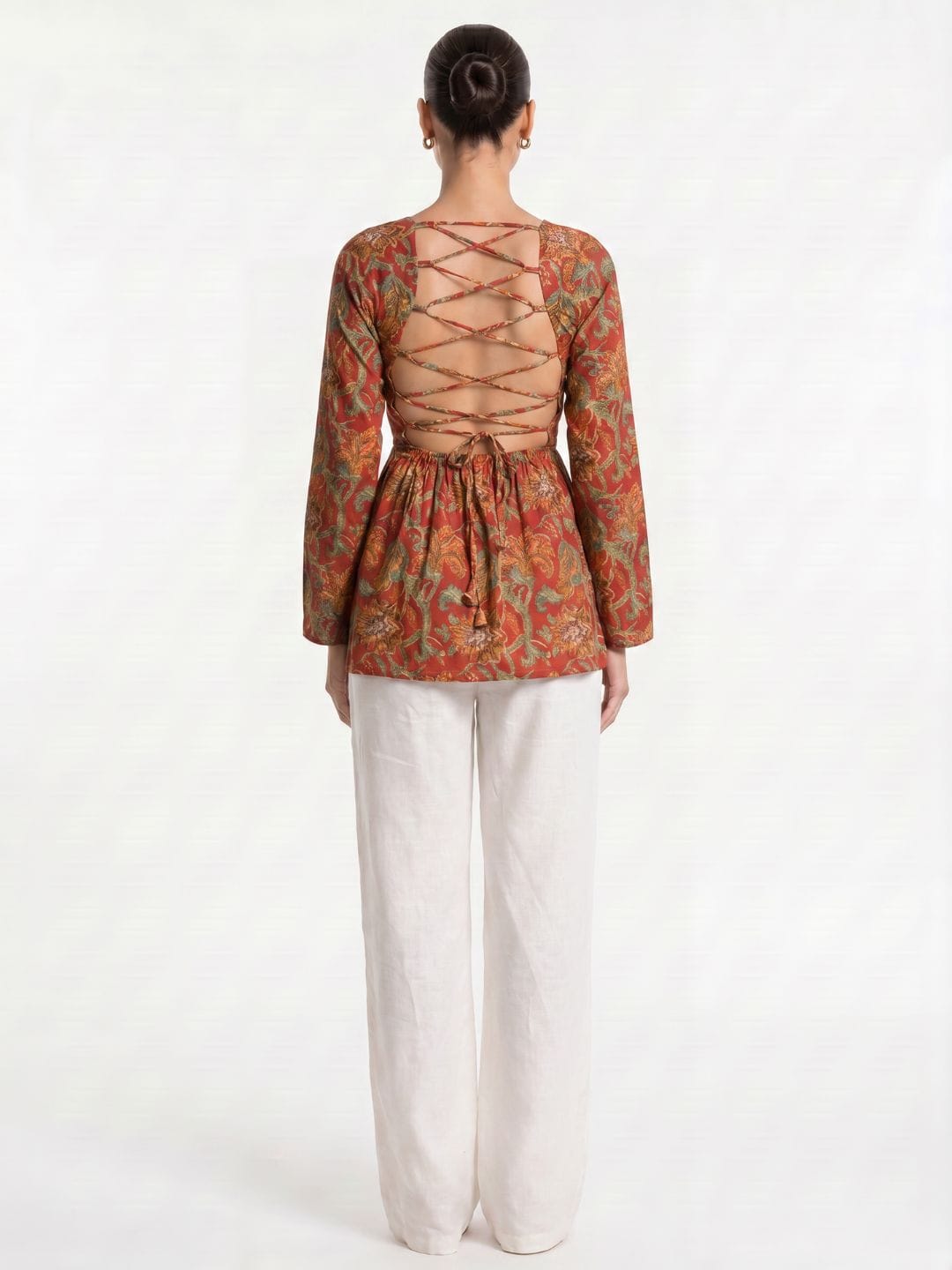 Kareen Backless Sleeved Corset Kurti
