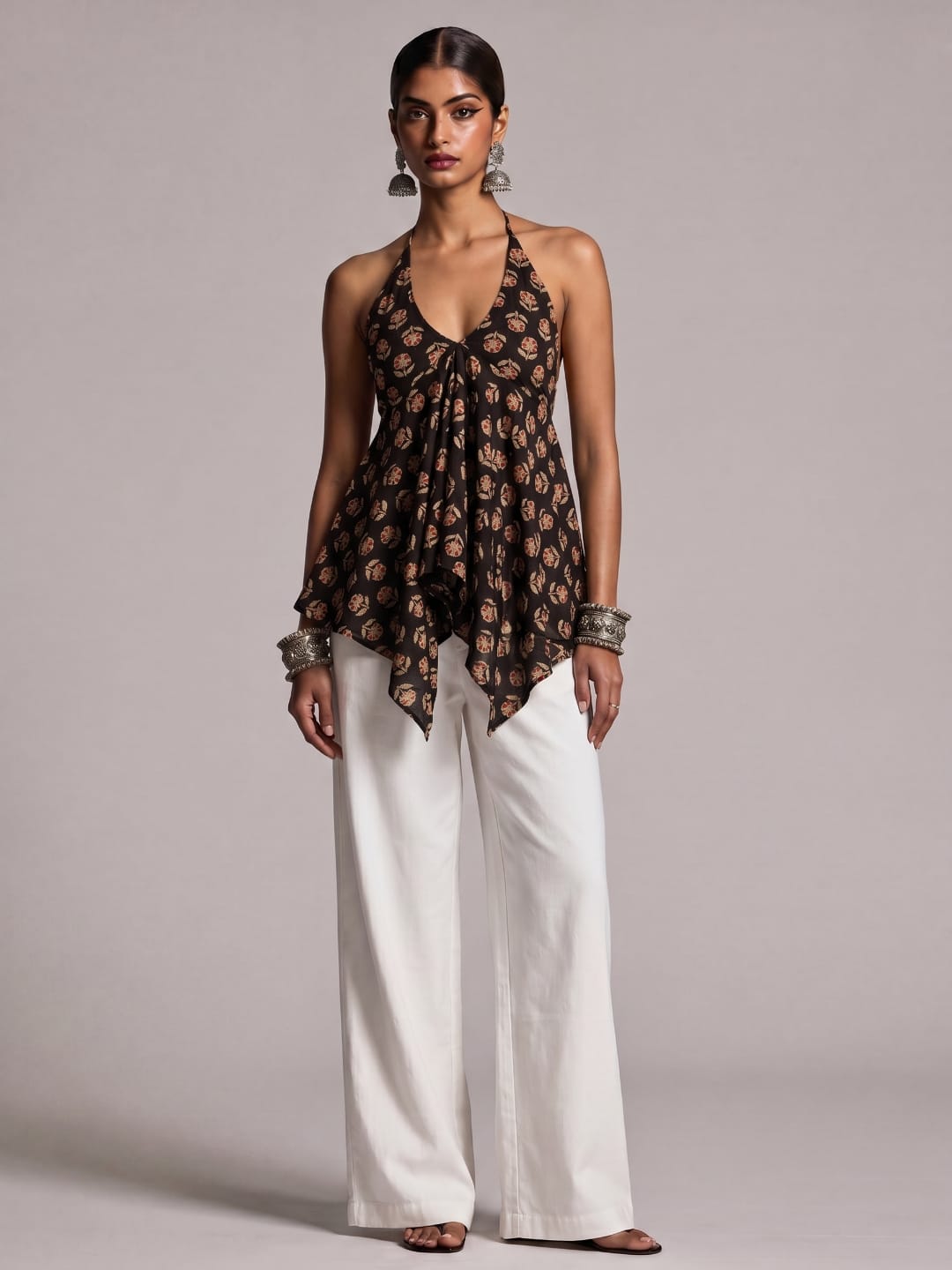 Saral Asymmetrical Tie - Up Top