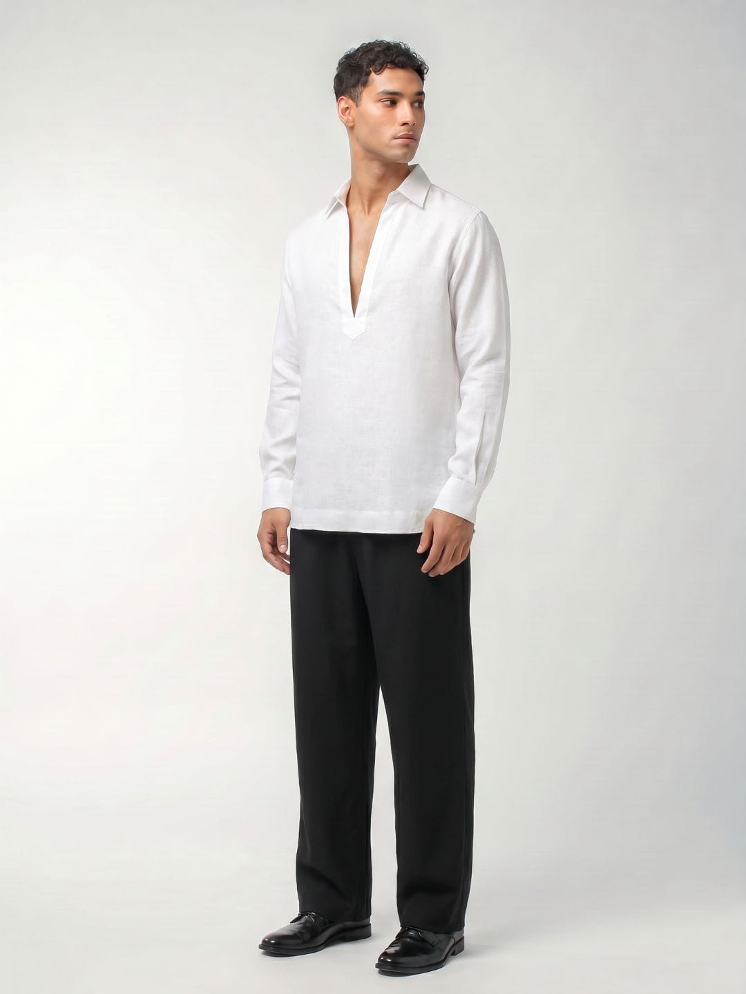 Rey White Plain Short Kurta