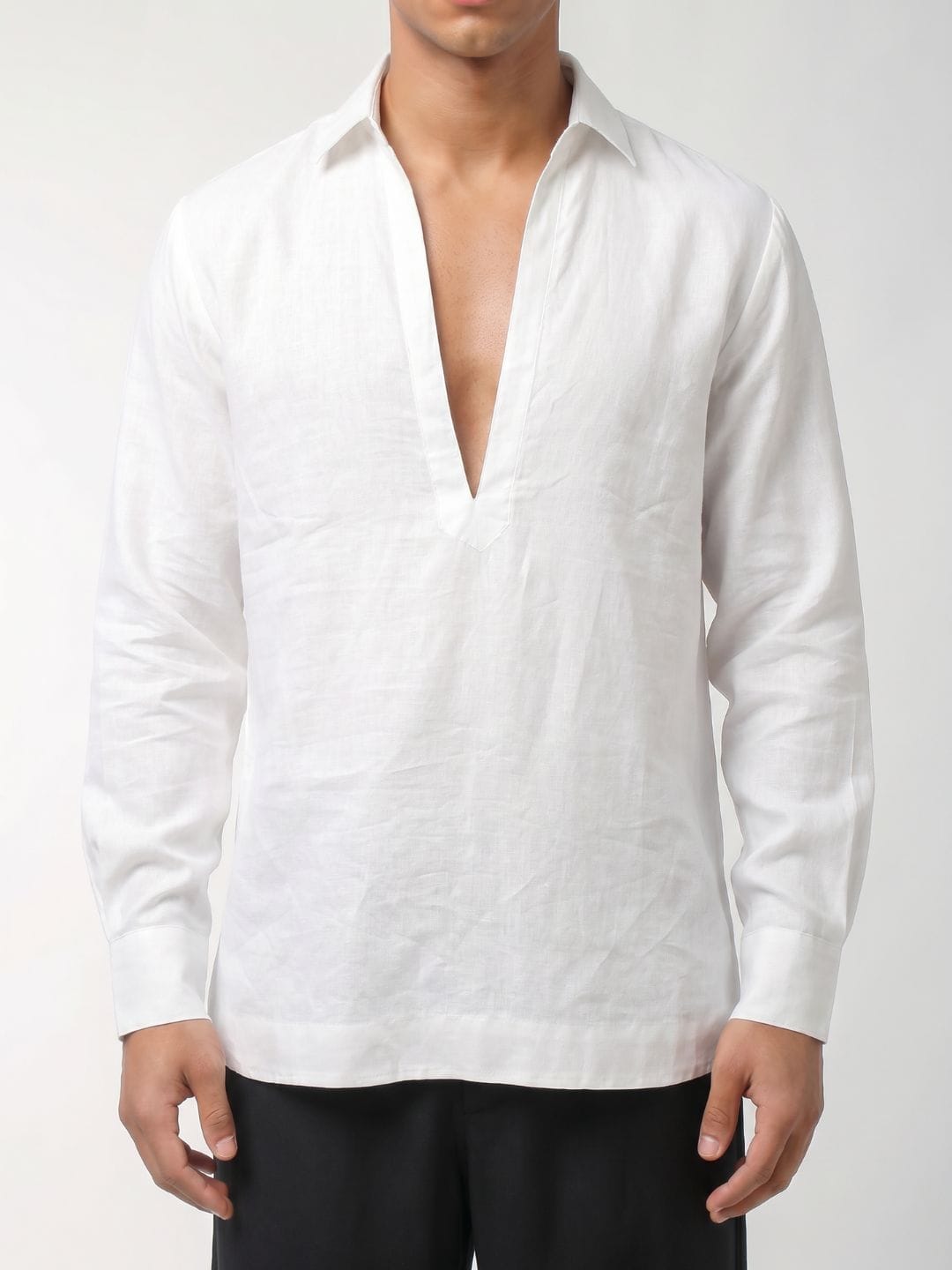 Rey White Plain Short Kurta