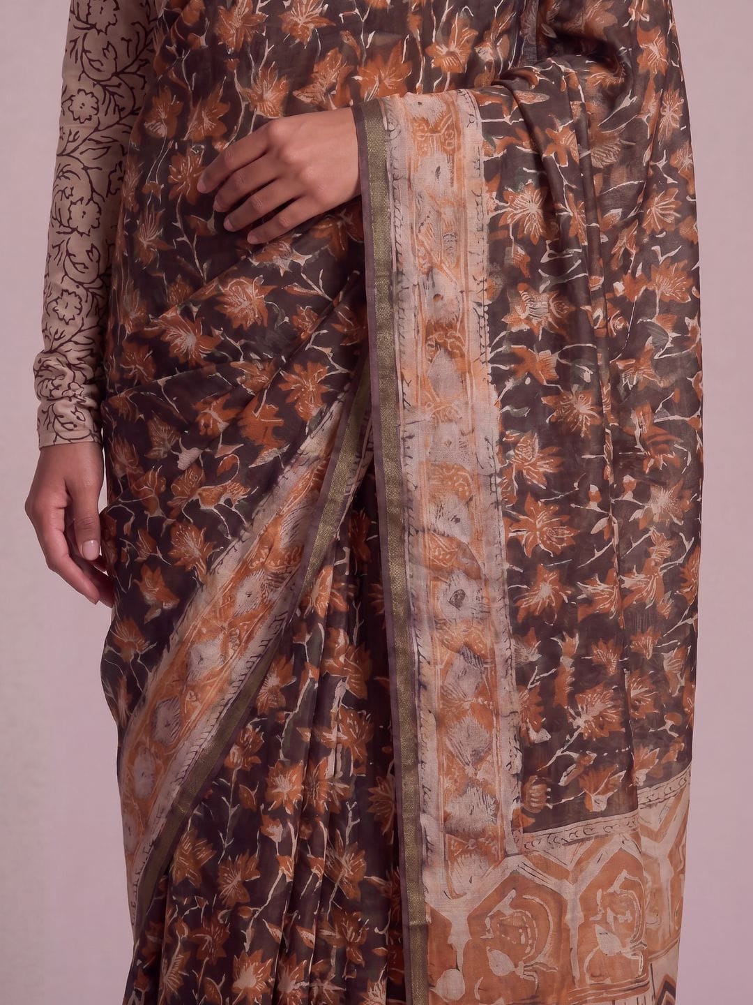 Pihu Bagru Handblock Cotton Saree