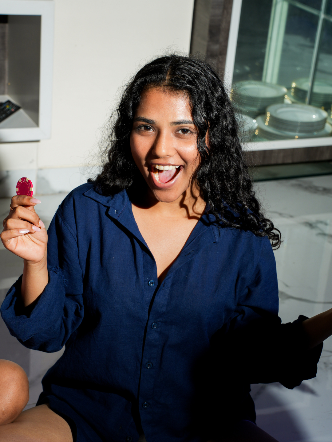 Oversized Blue Linen Shirt