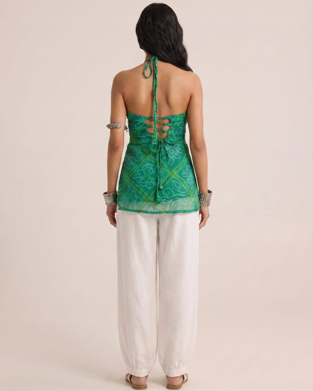 Leela Bandhani Halter Neck Corset Kurti