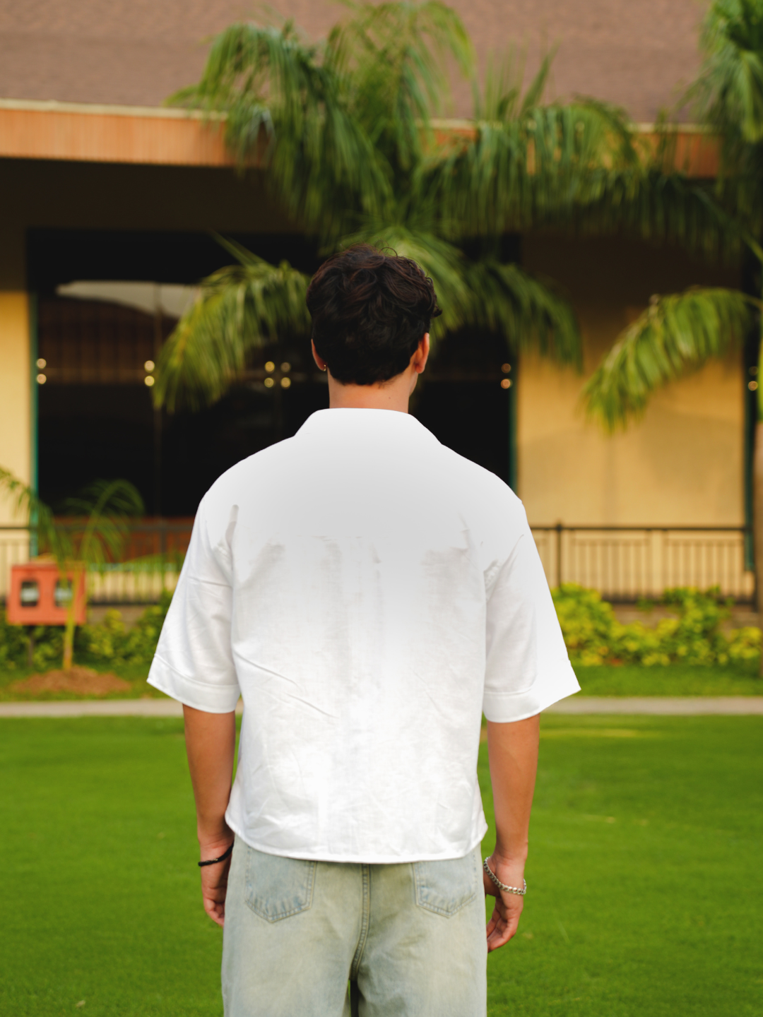 Aditya White Linen Crop Shirt