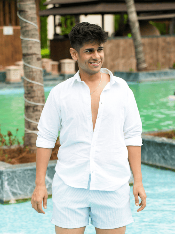 Dev White Linen Fitted Shirt