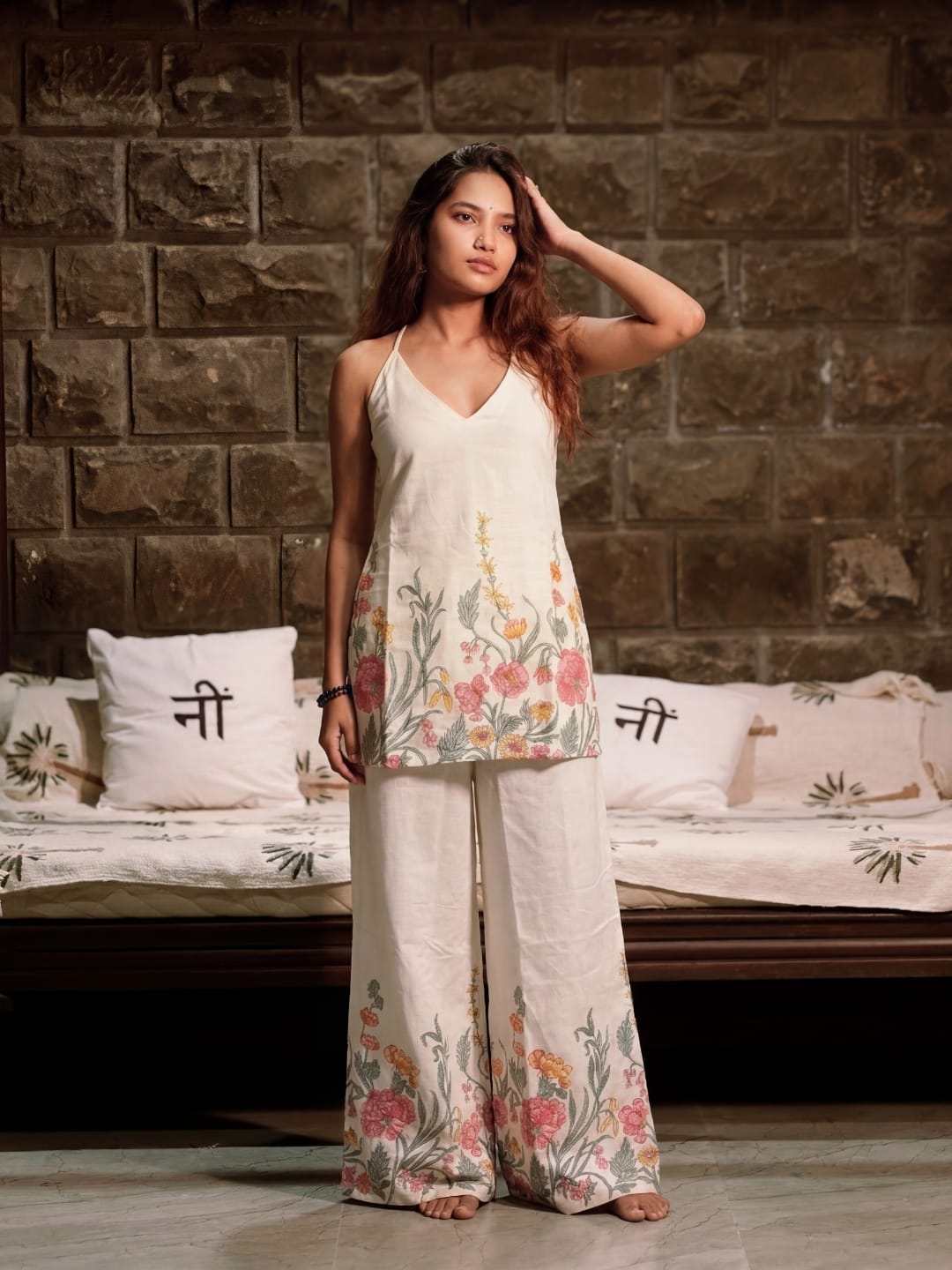 Zaya Halterneck Kurti Pant Set