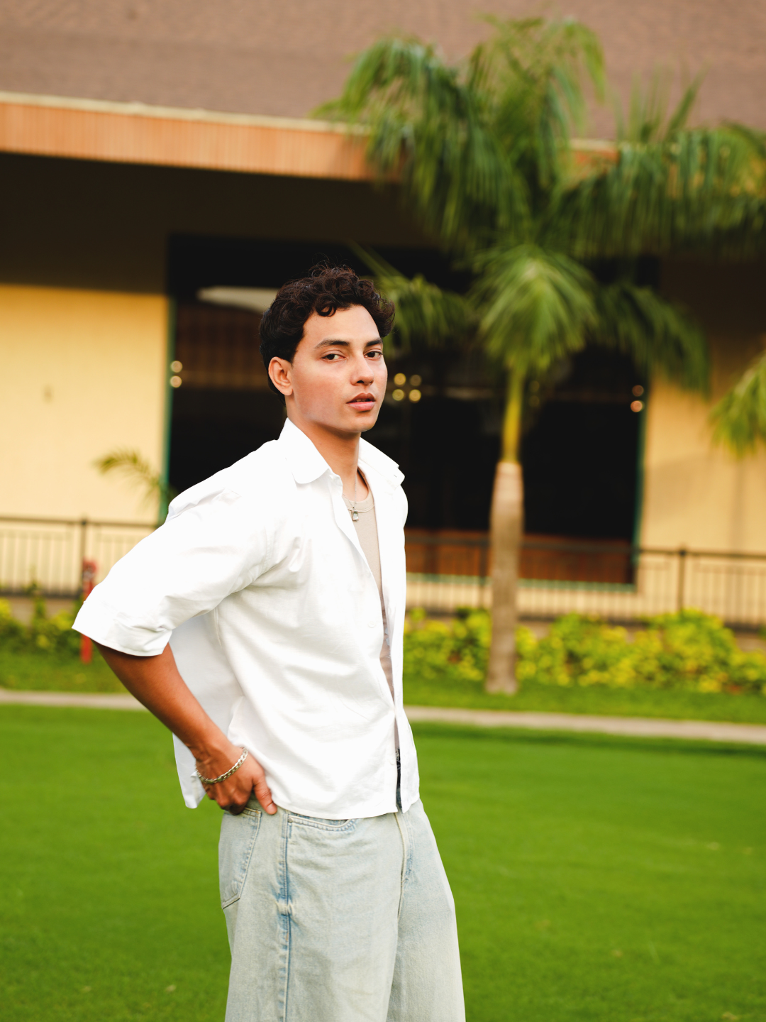 Aditya White Linen Crop Shirt