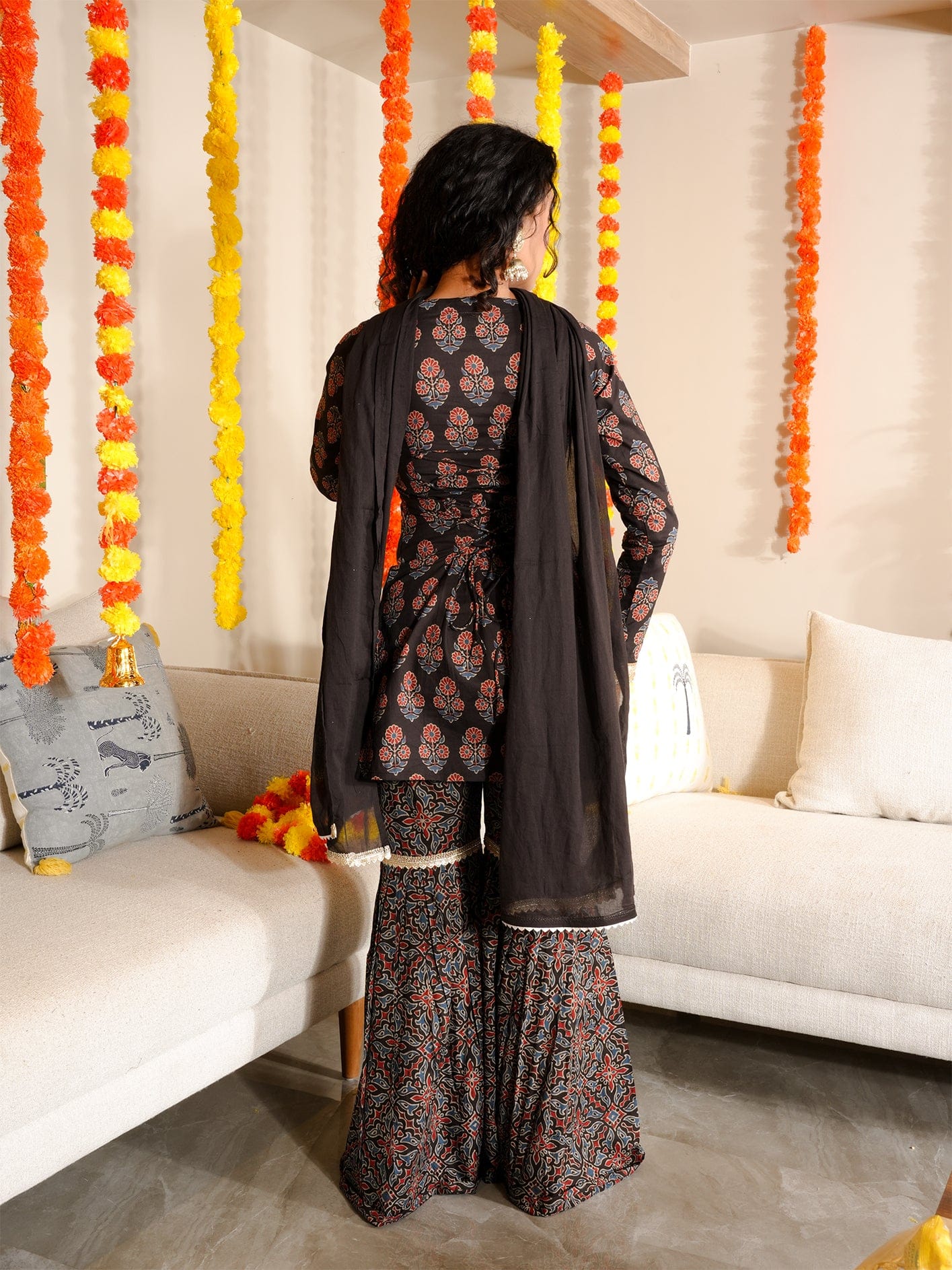 Saaz Sleeved Corset Kurti & Sharara Set