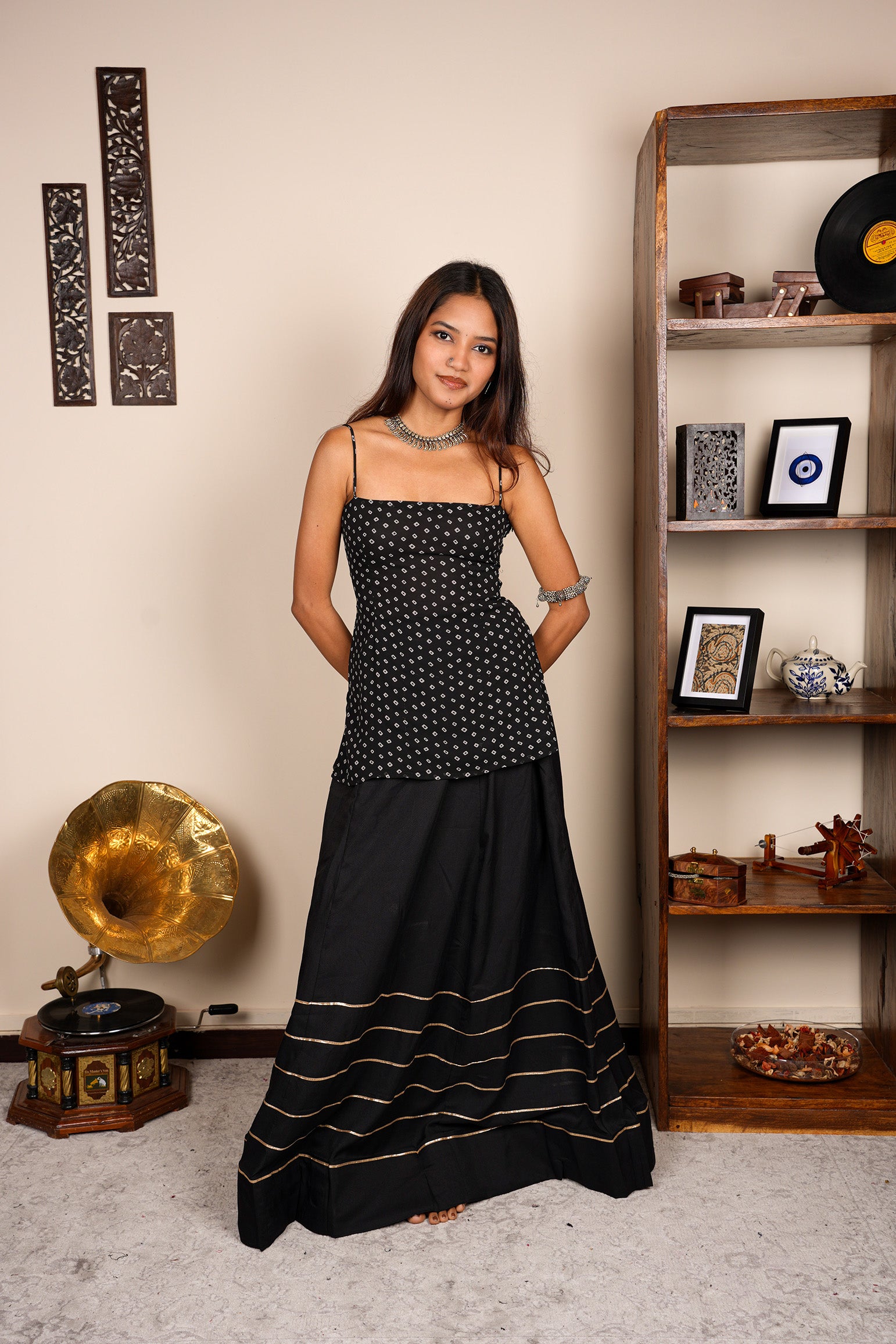 Jhanjhar Bandhani Corset Kurti