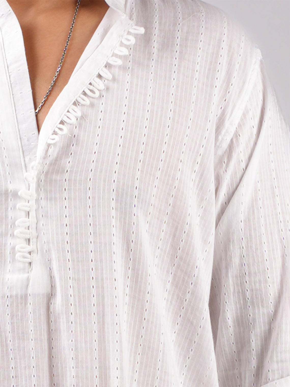 Karam White Jacquard Long Kurta