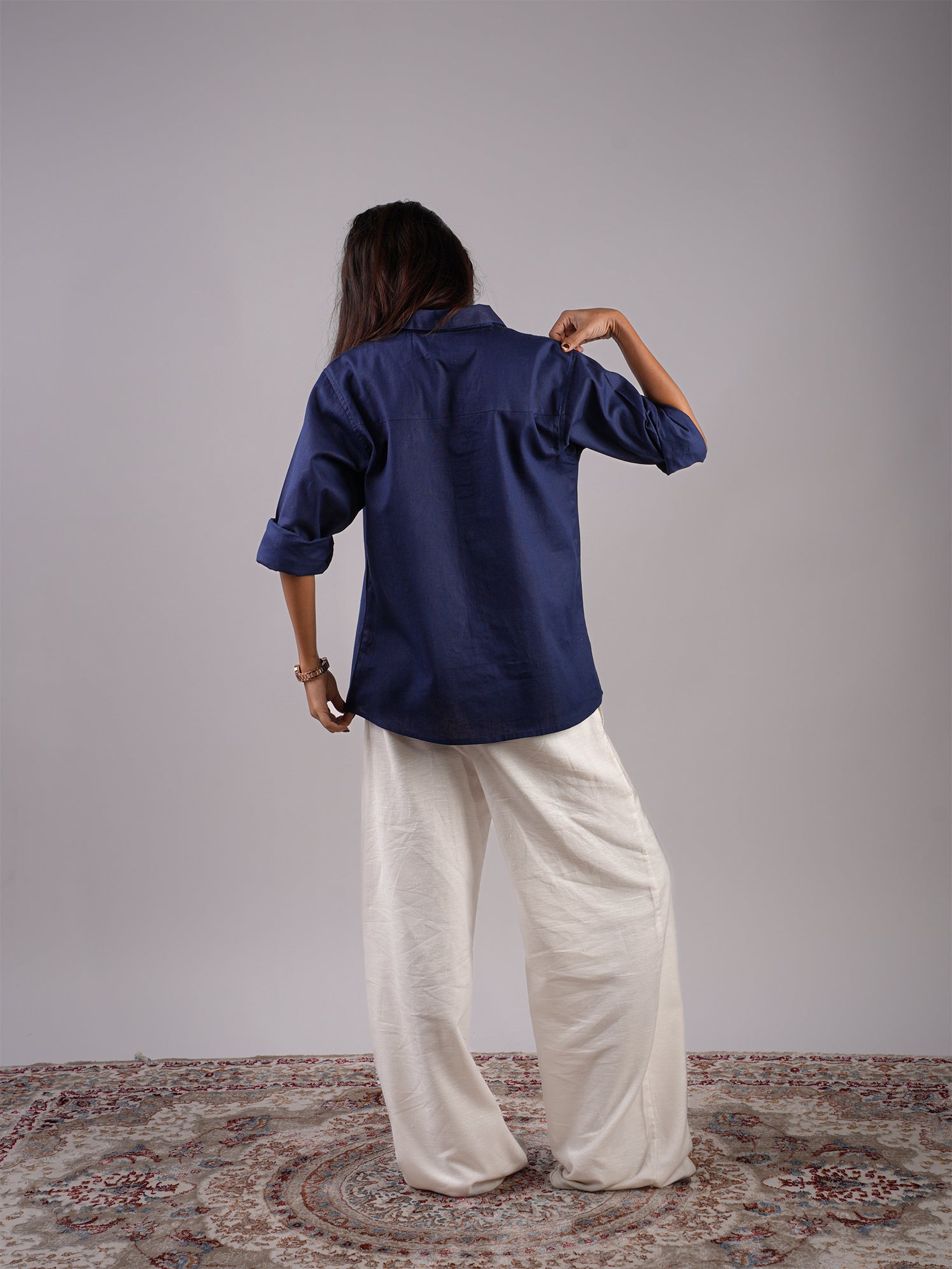 Oversized Blue Linen Shirt