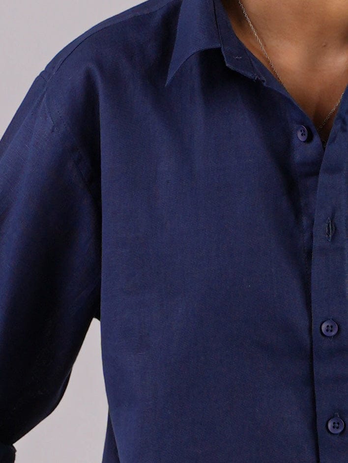 Oversized Blue Linen Shirt