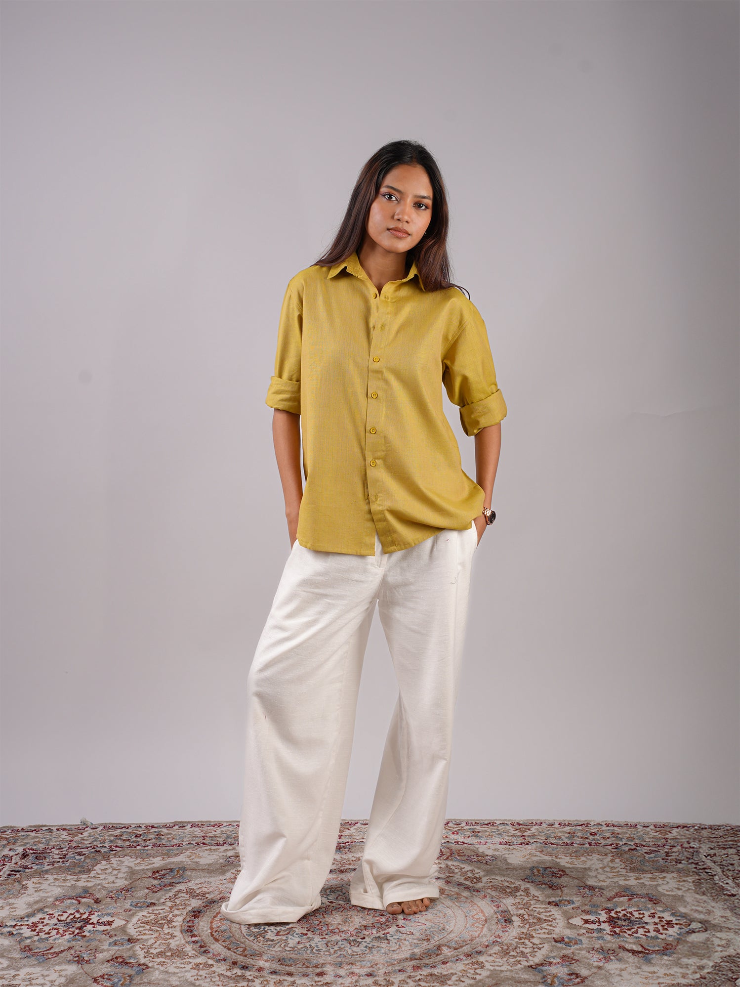 Oversized Green Linen Shirt