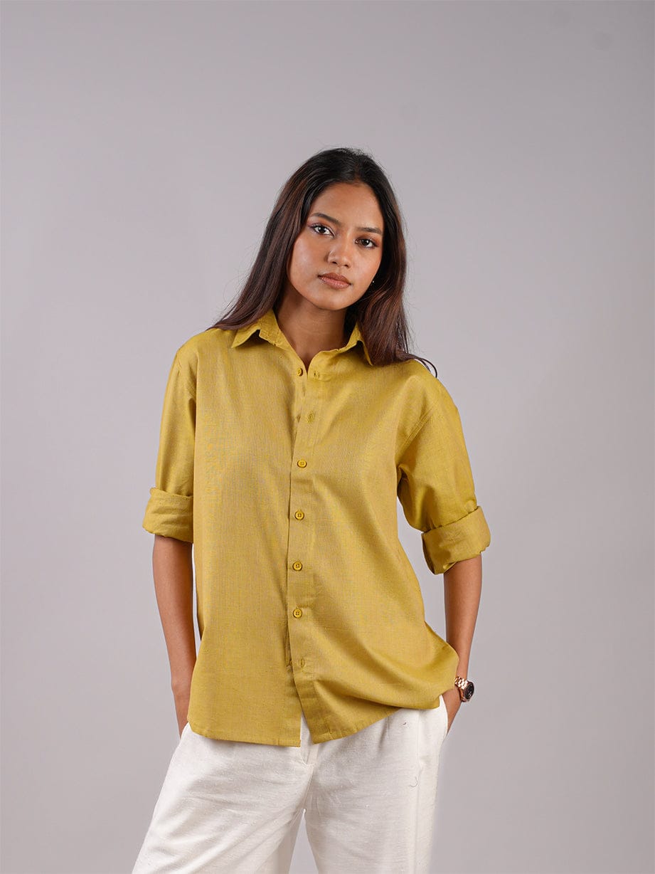 Oversized Green Linen Shirt