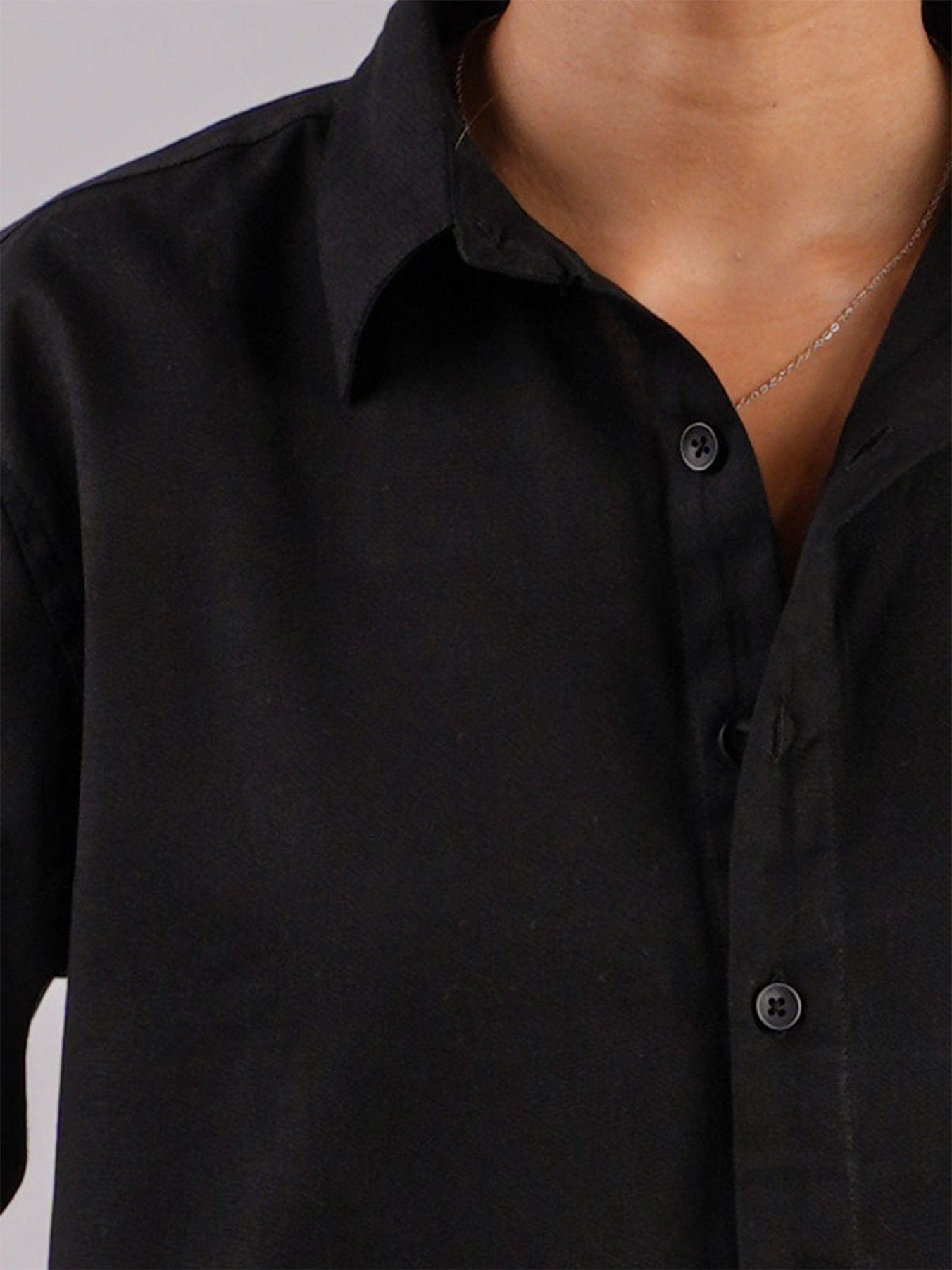 Oversized Black Linen Shirt