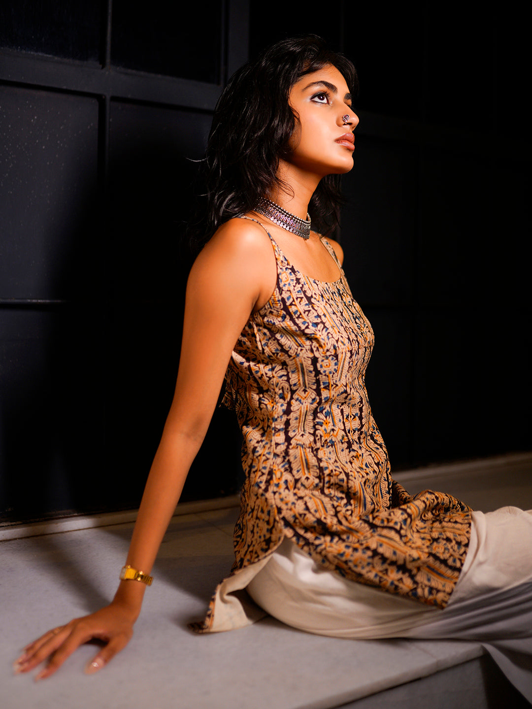 Kalamkari Deep Back Kurti