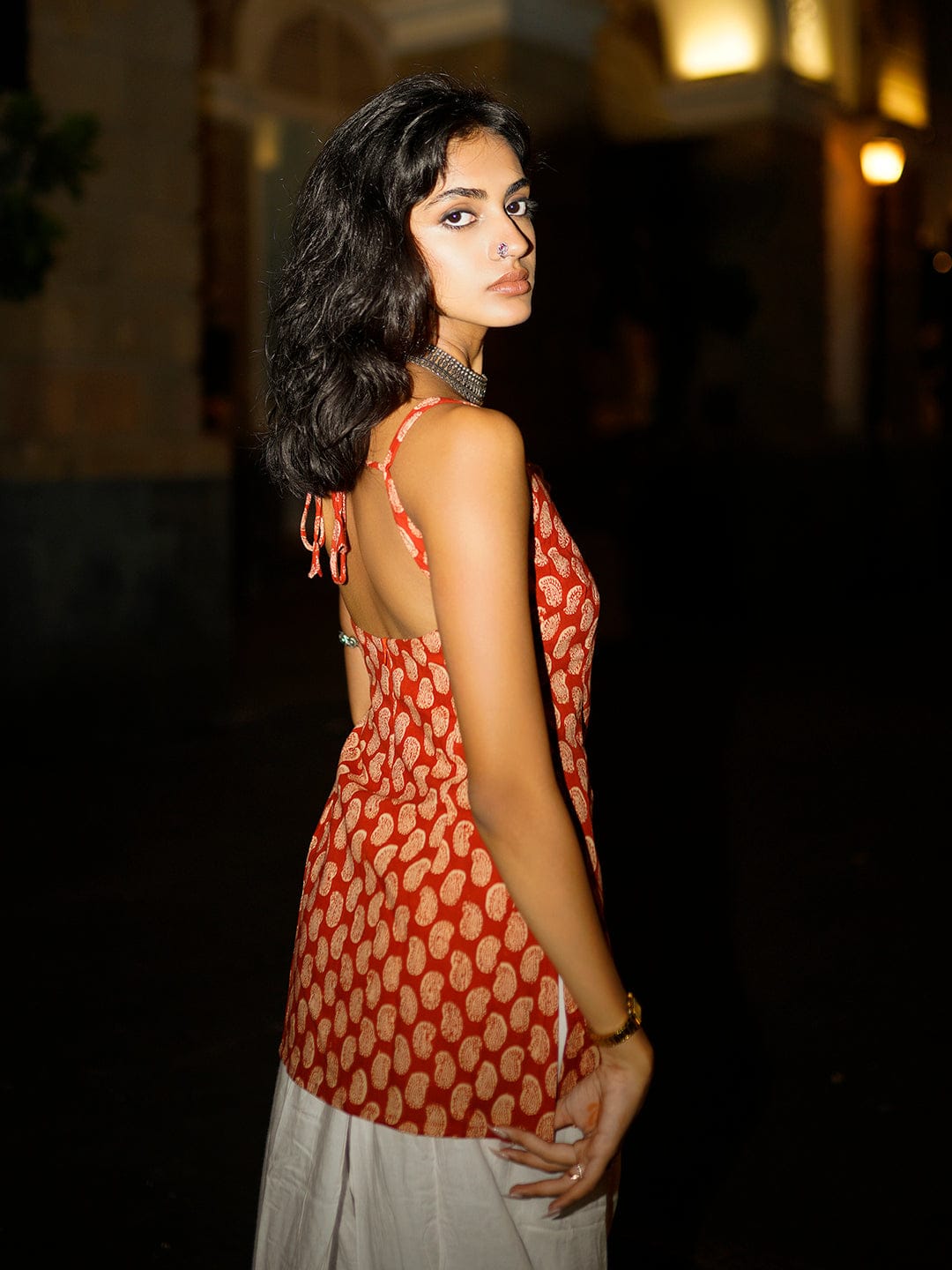 Kum-Kum Deep Back Short Kurti