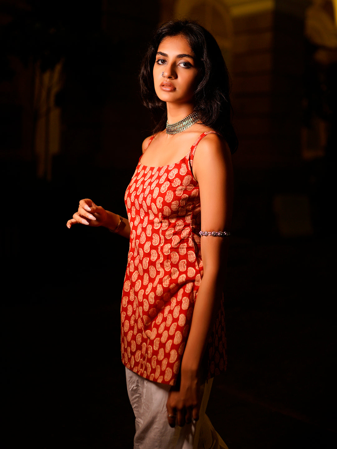 Kum-Kum Deep Back Short Kurti