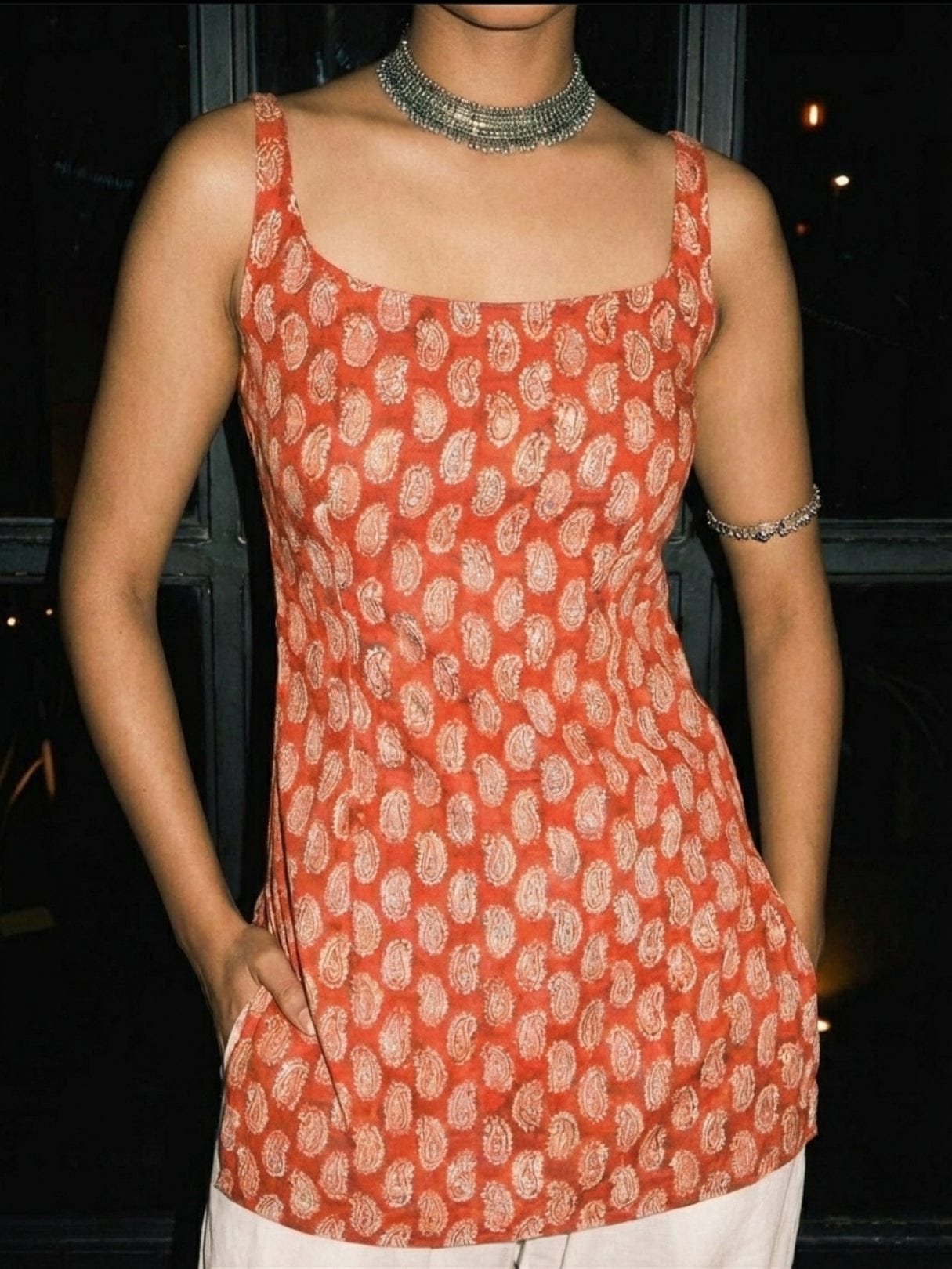Kum-Kum Deep Back Short Kurti