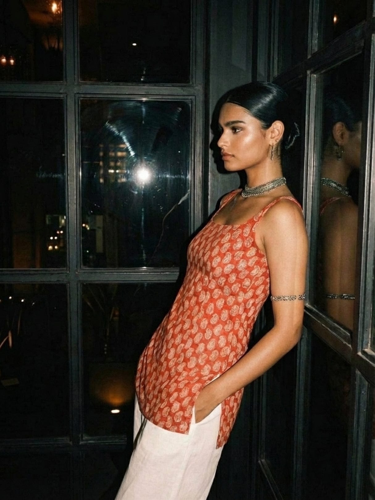 Kum-Kum Deep Back Short Kurti