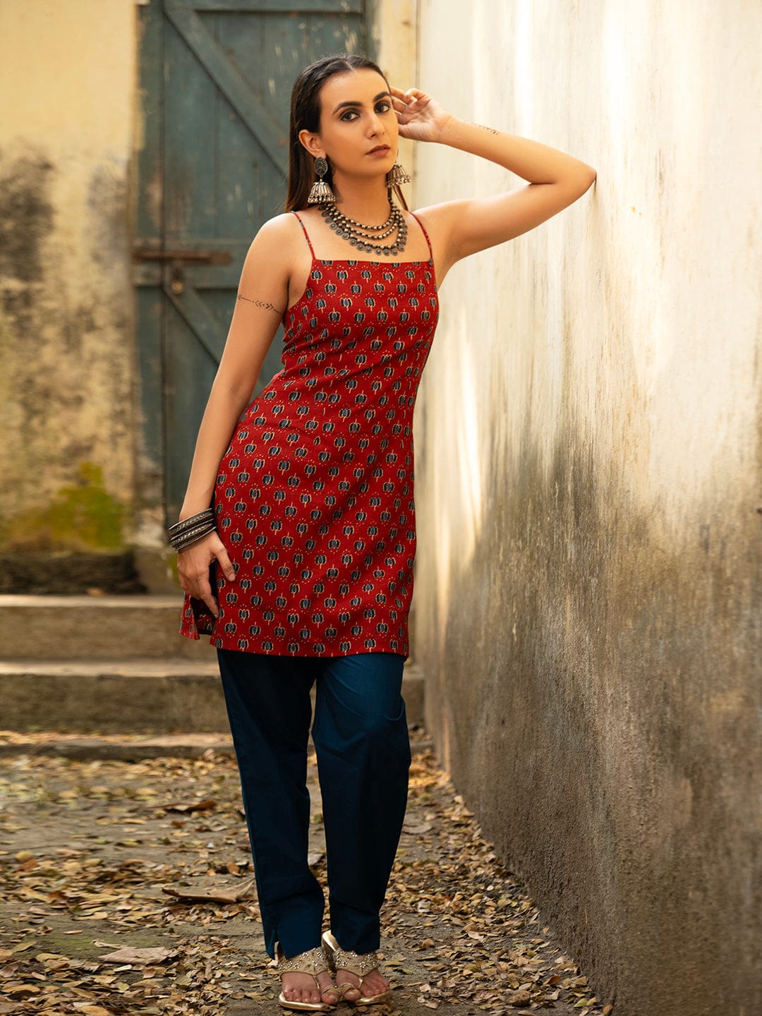 Ramya Noodle Strap Corset Kurti