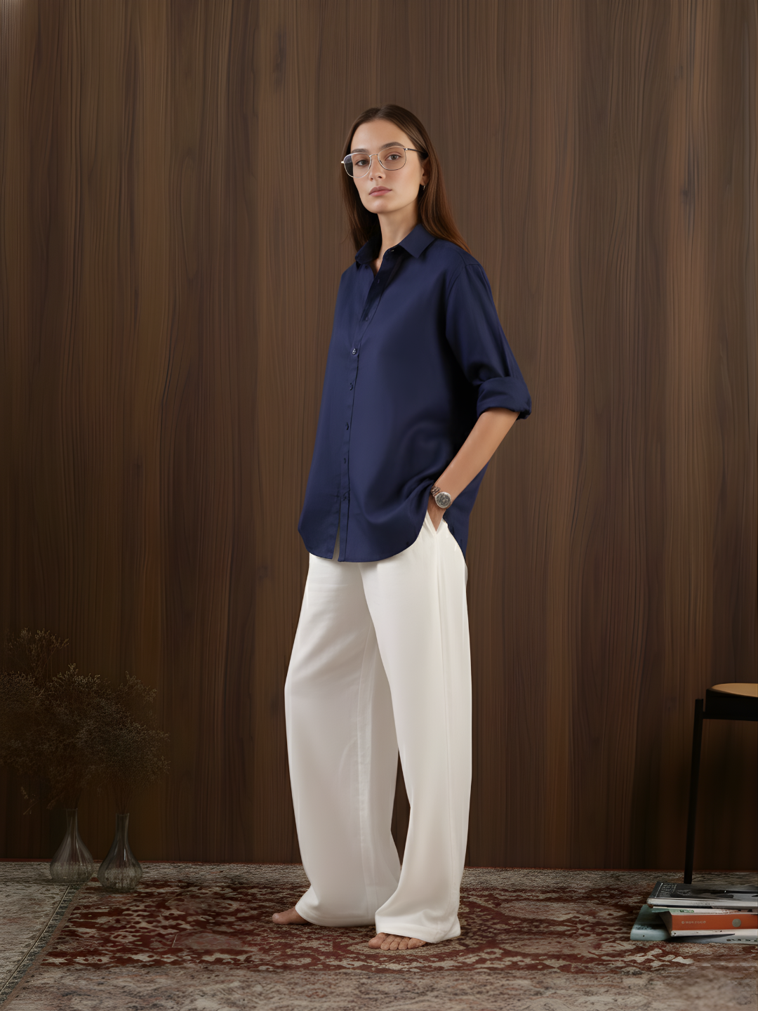 Oversized Blue Linen Shirt