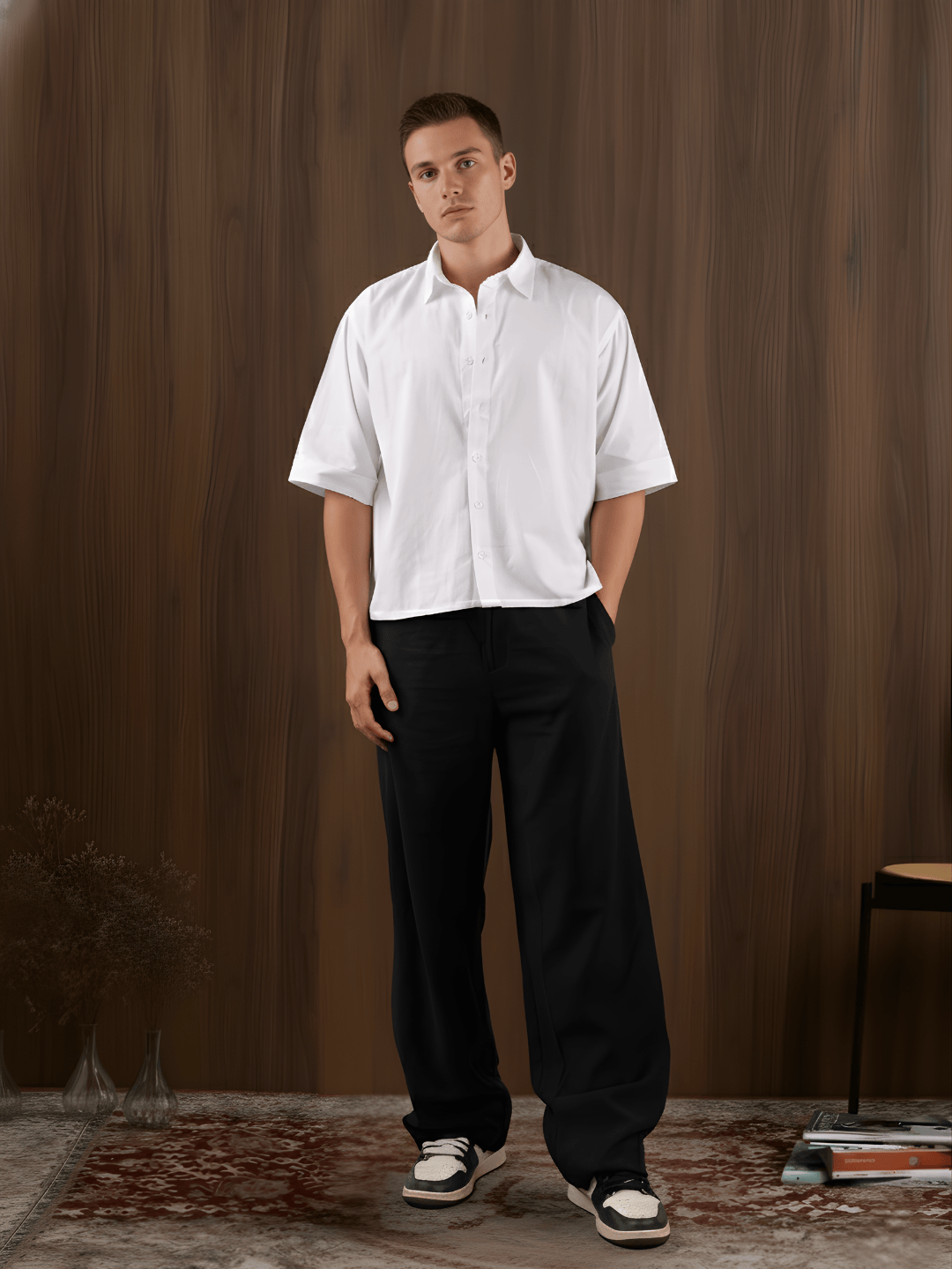 Aditya White Linen Crop Shirt