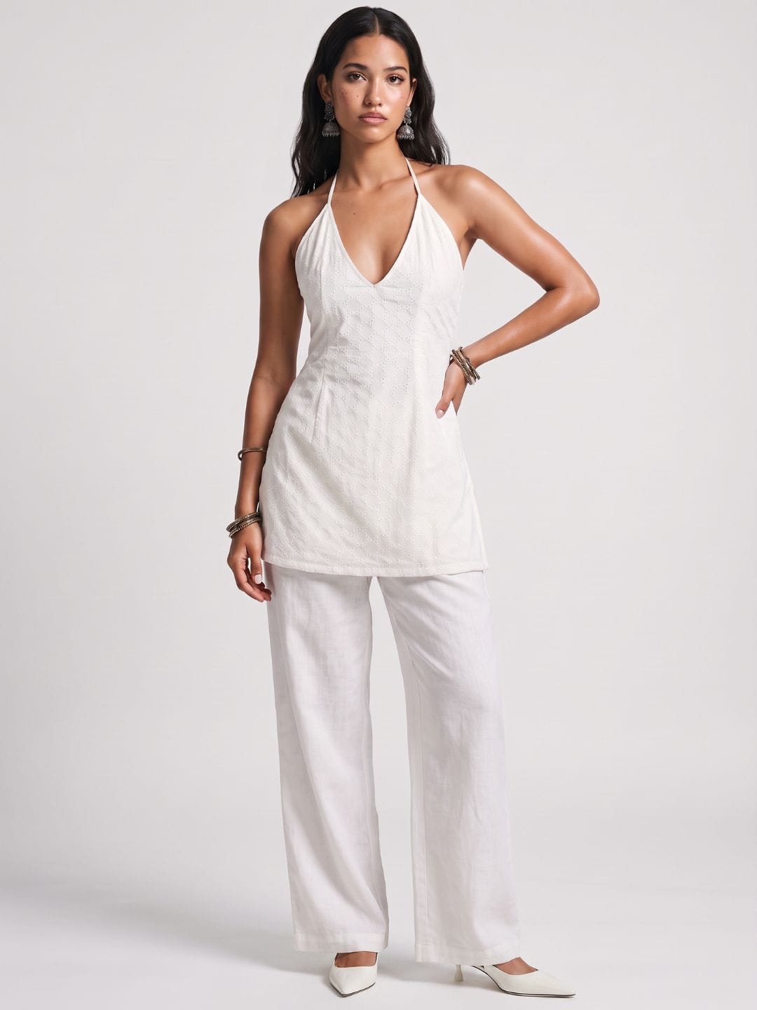 Hans Halterneck Corset Kurti – Off White
