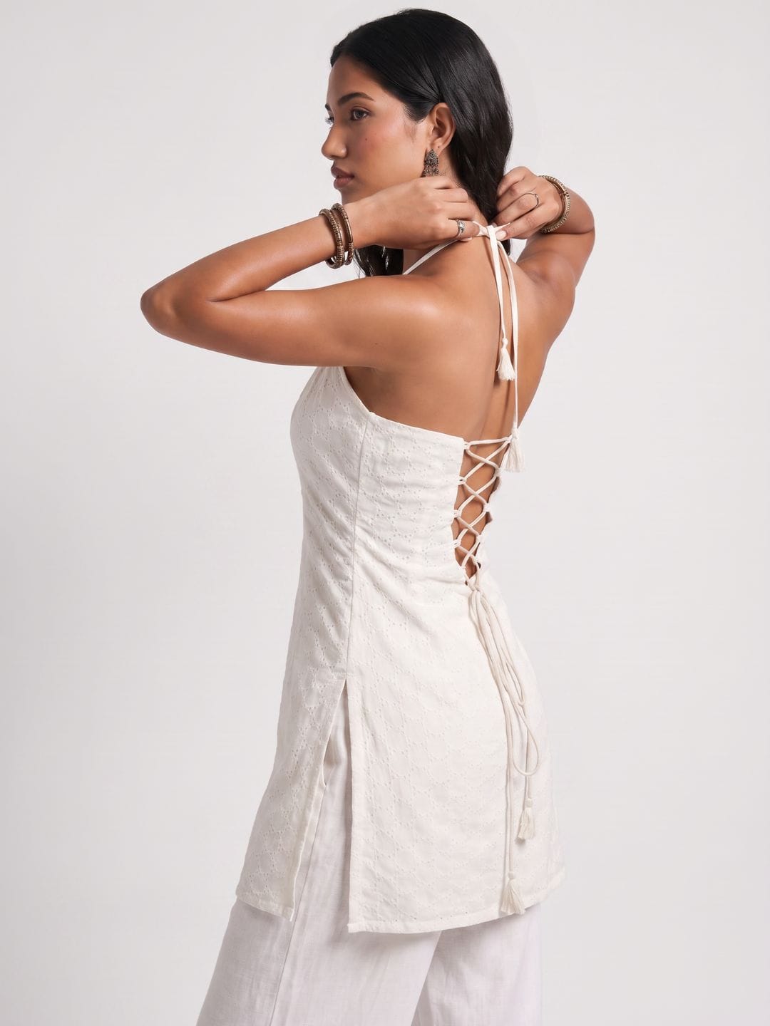 Hans Halterneck Corset Kurti – Off White