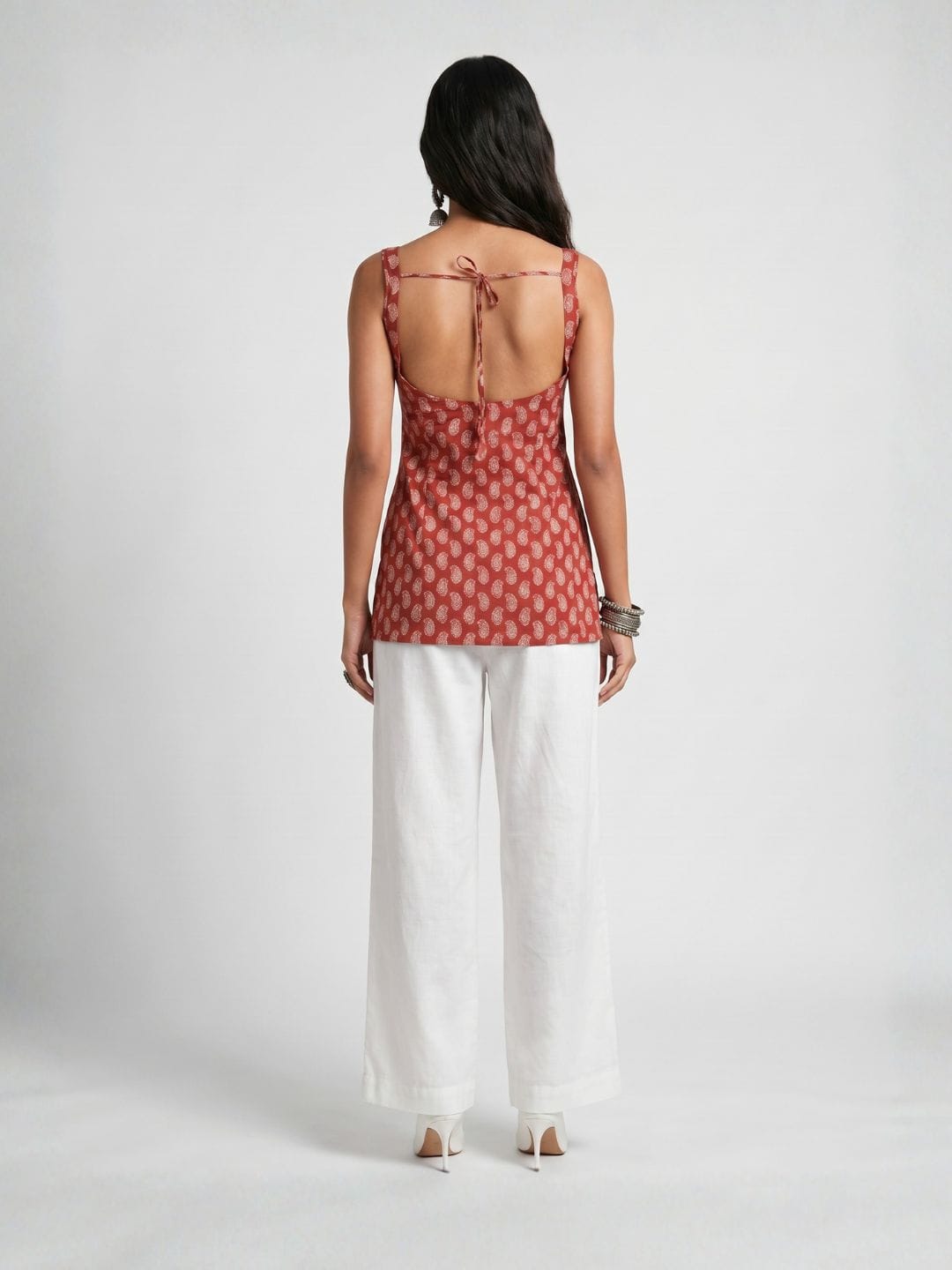 Kum-Kum Deep Back Short Kurti