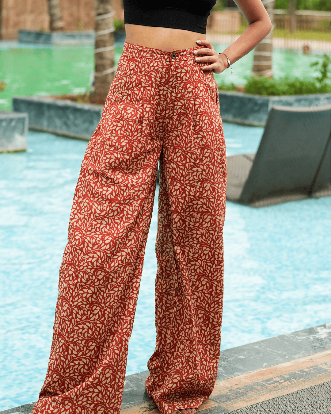 Red Printed Pants