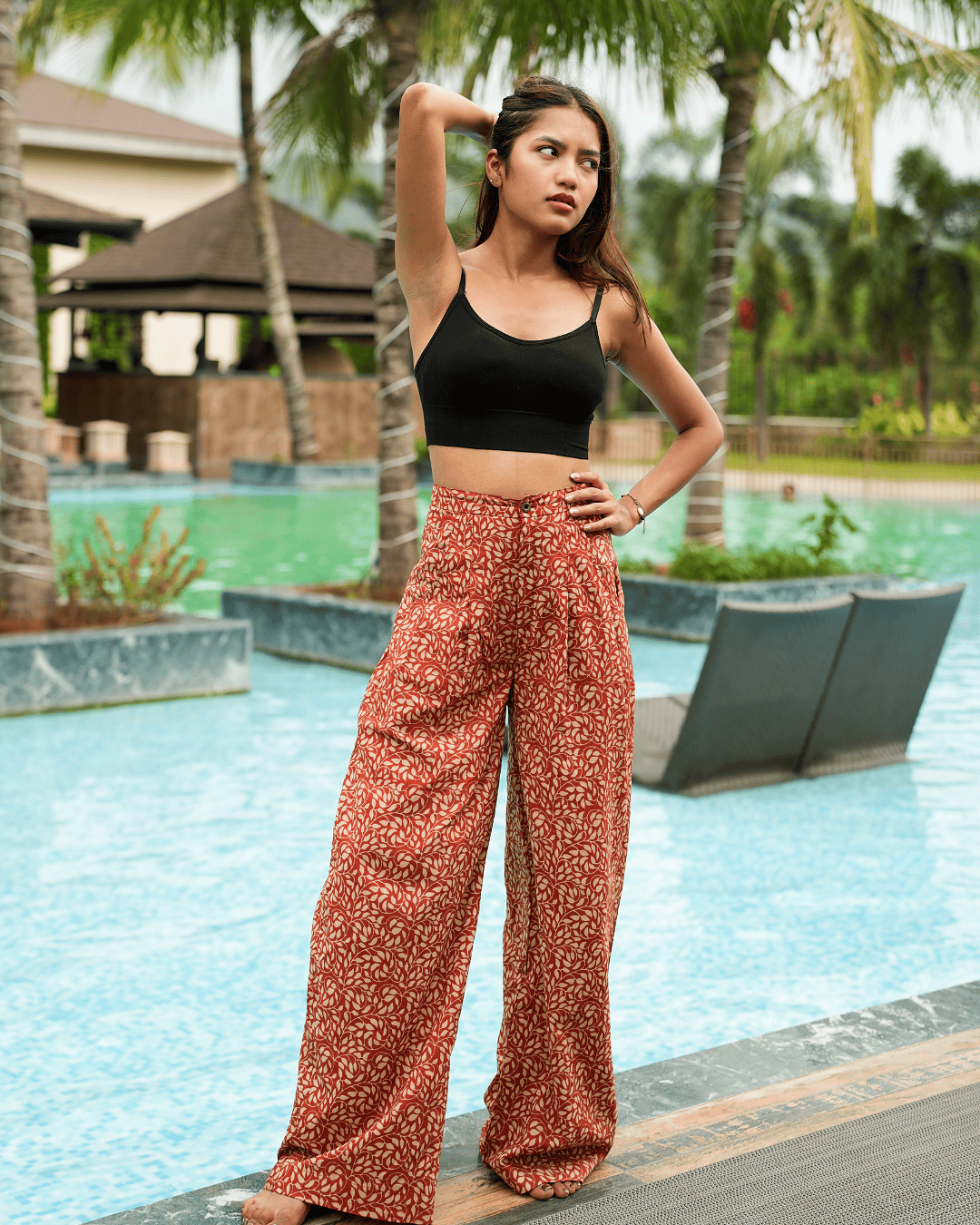Red Printed Pants