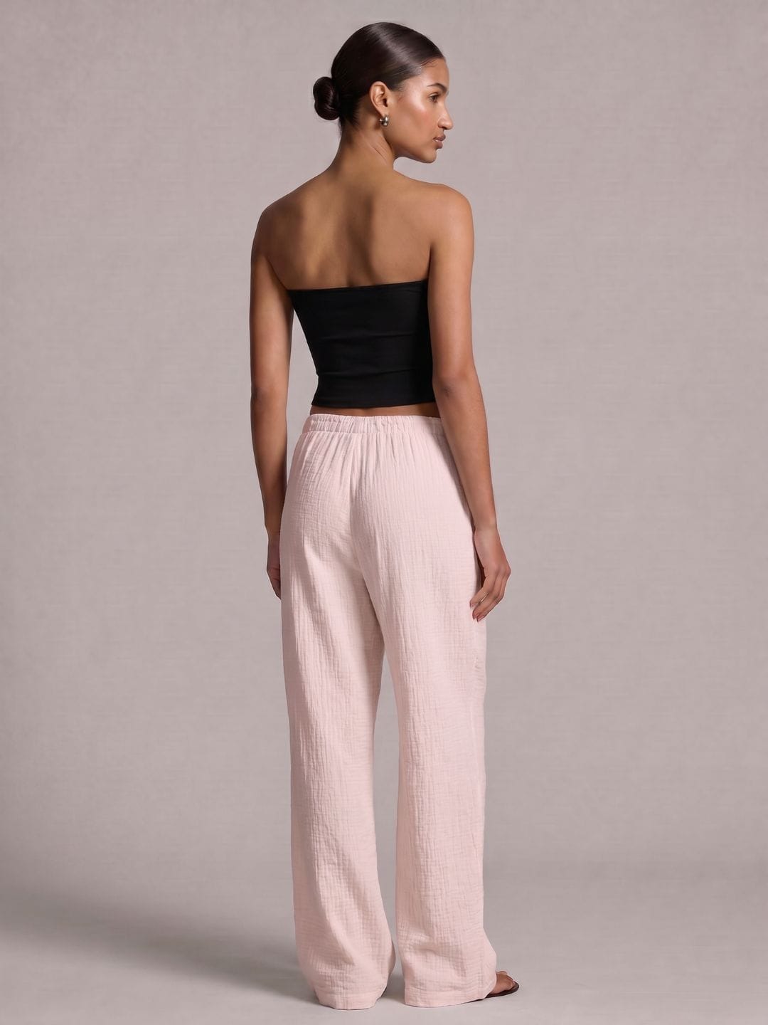 Pink Solid Straight Pants