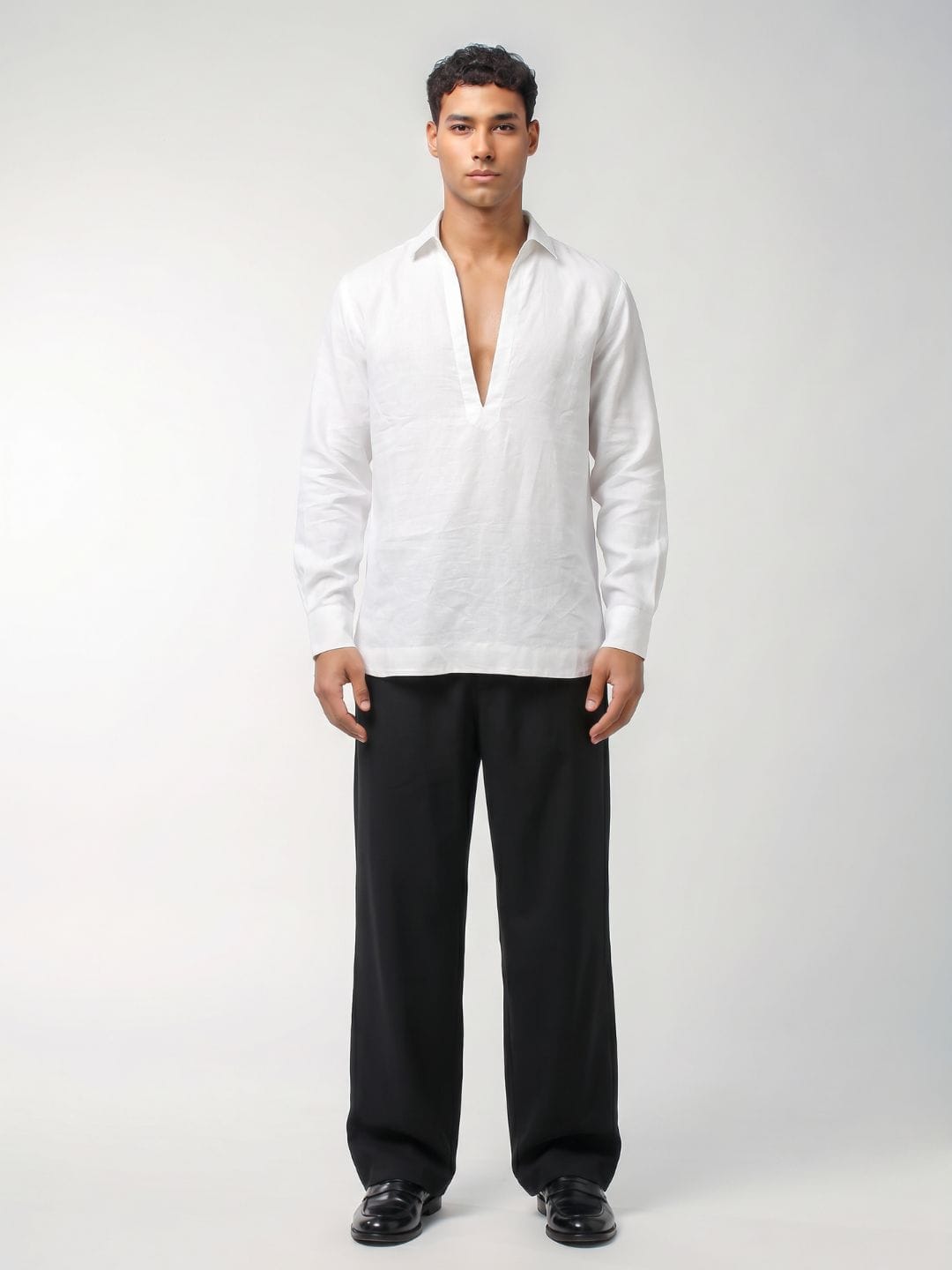 Rey White Plain Short Kurta