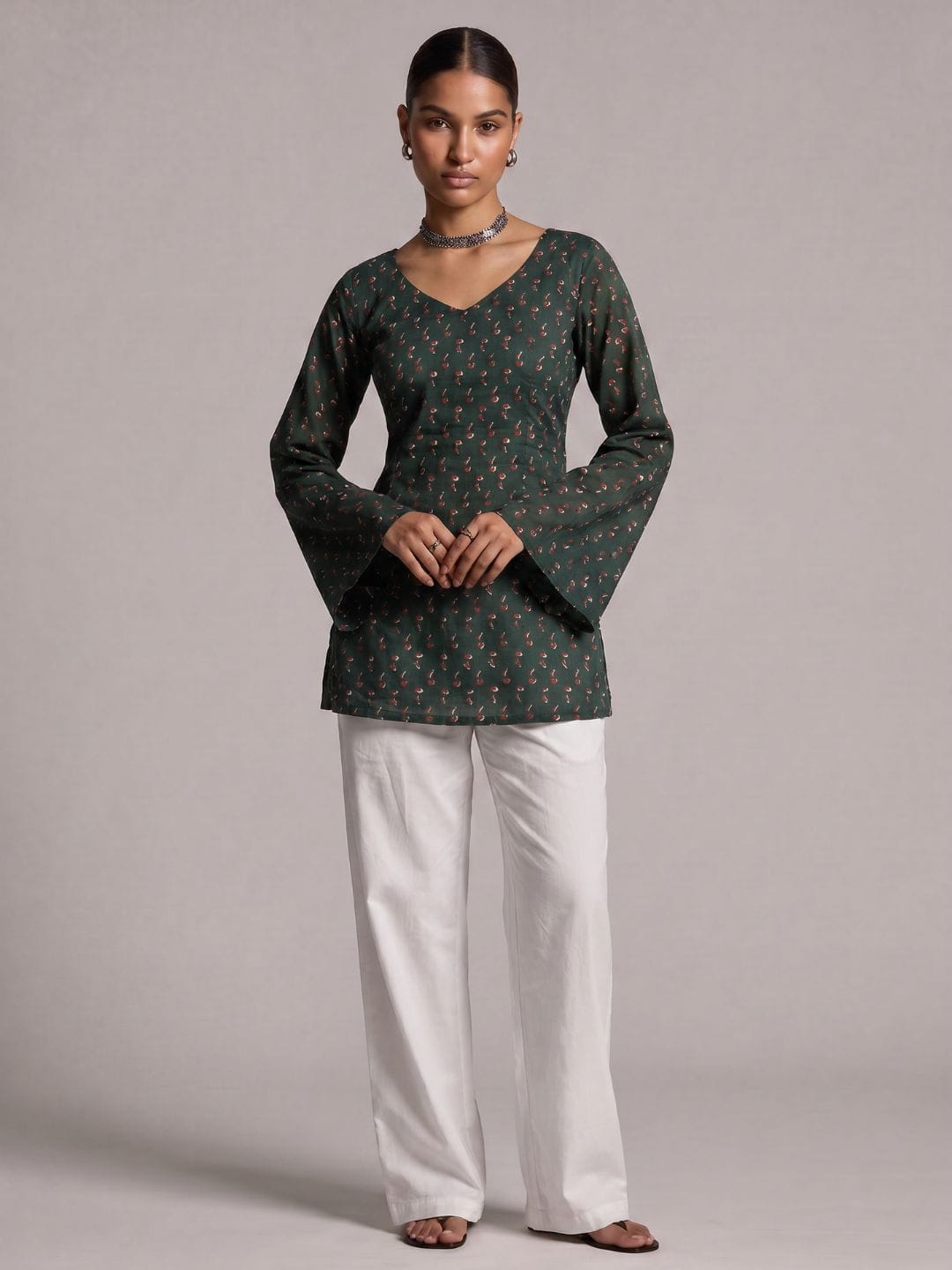 Hoor Backless Sleeved Corset Kurti