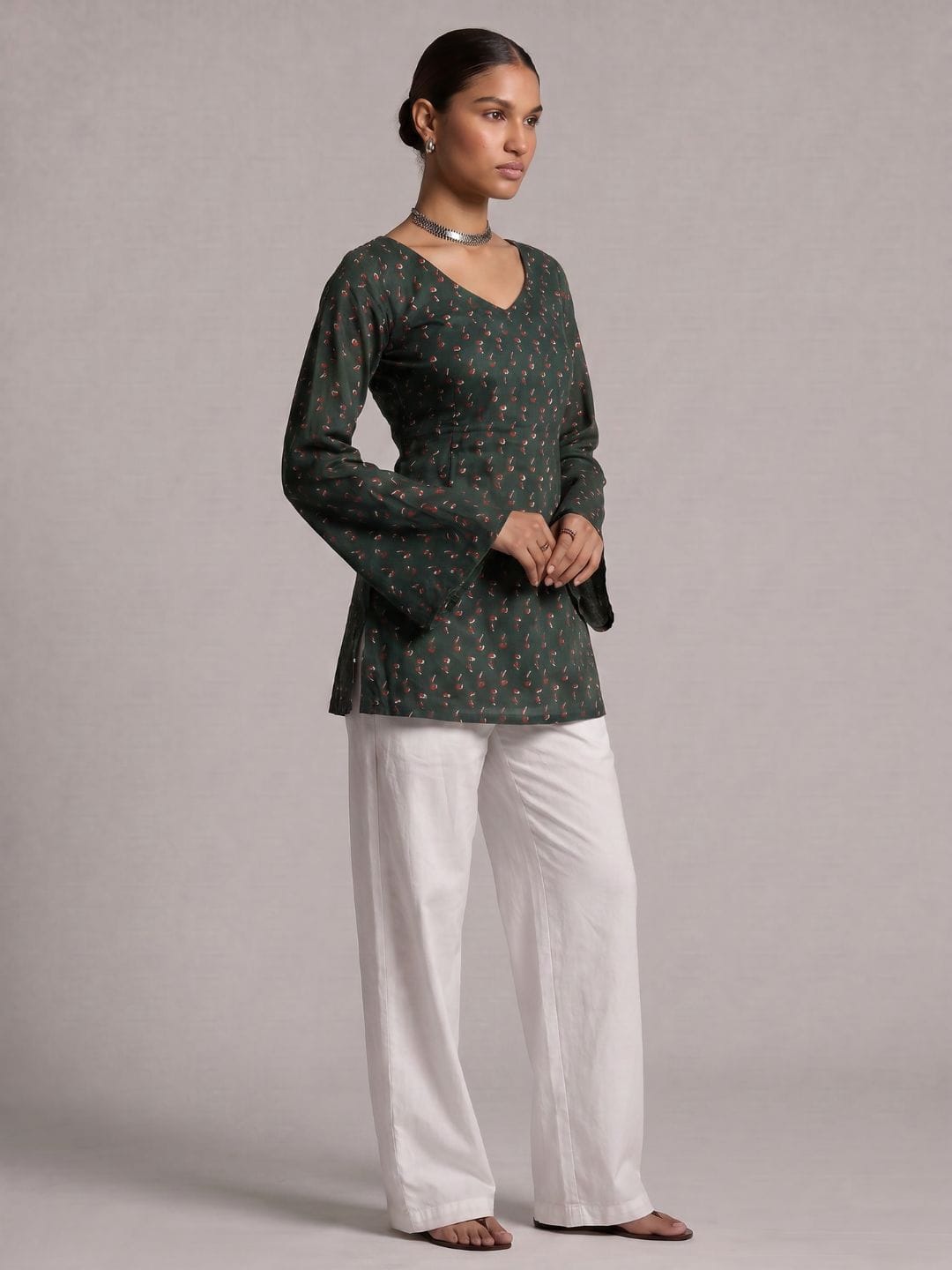 Hoor Backless Sleeved Corset Kurti