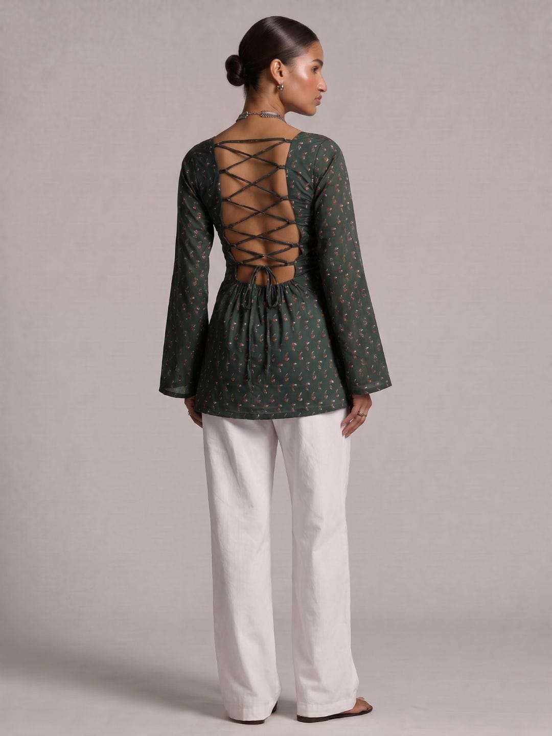 Hoor Backless Sleeved Corset Kurti