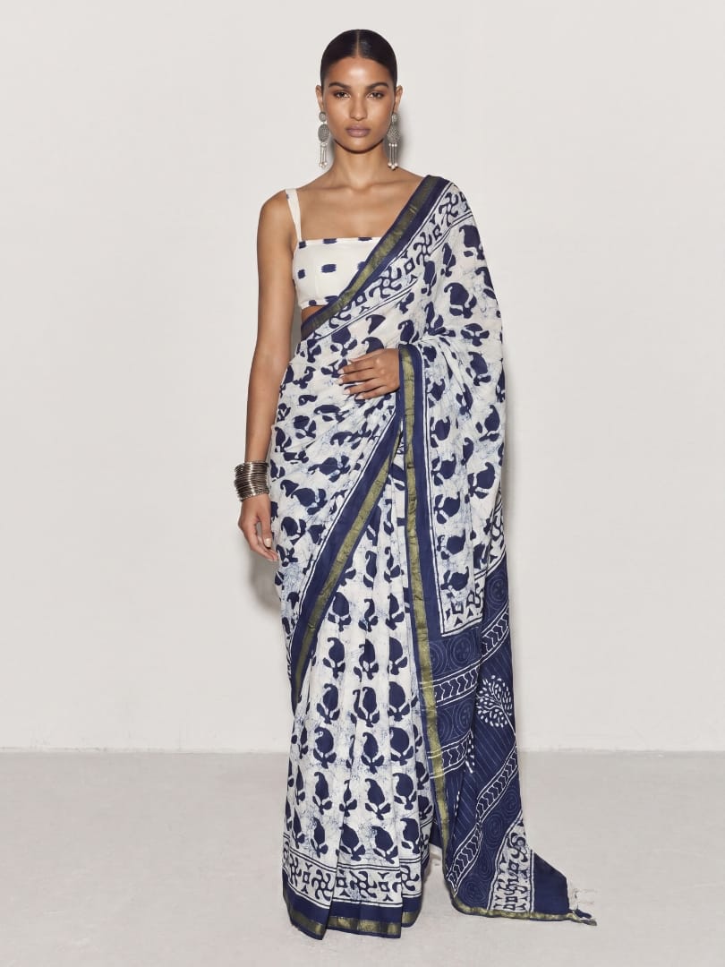 Indira Dabu Block Print Saree