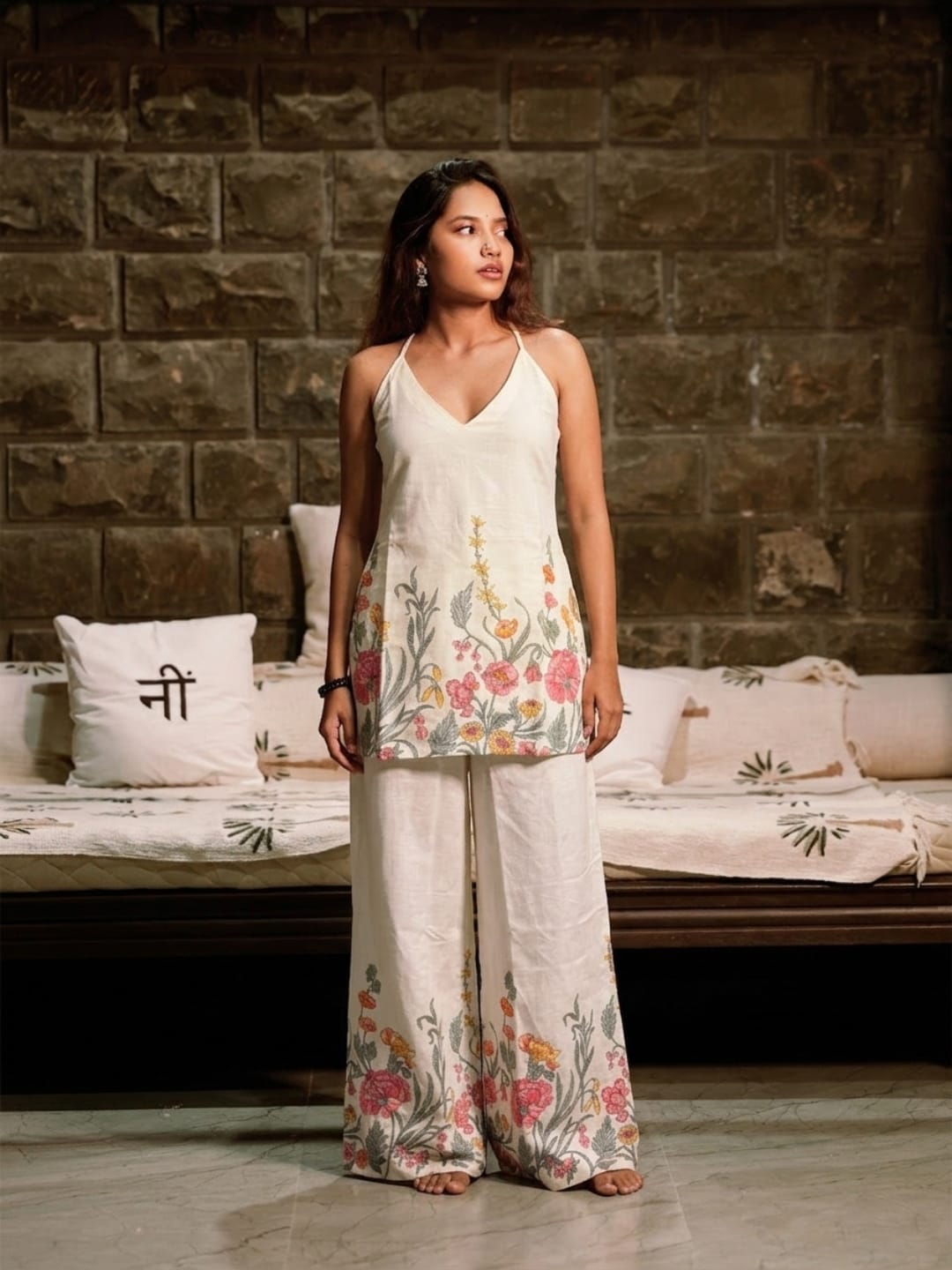 Zaya Halterneck Kurti Pant Set