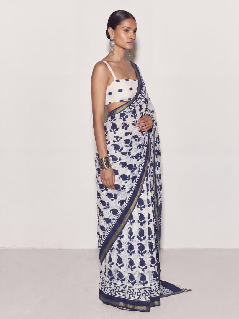 Indira Dabu Block Print Saree