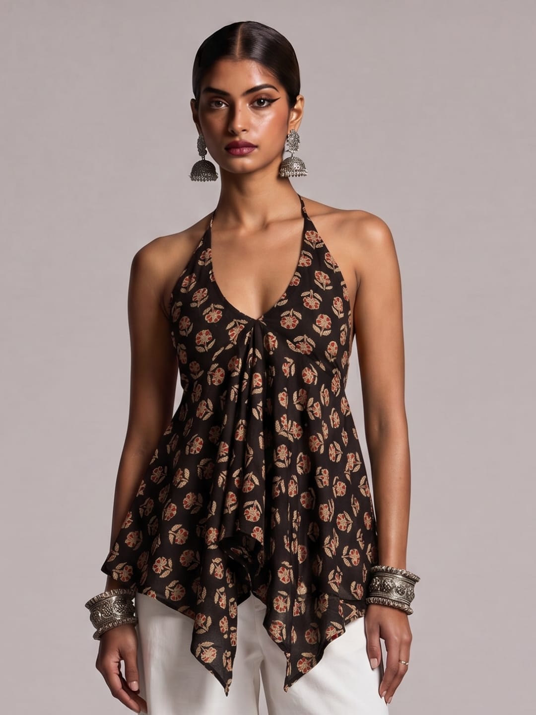 Saral Asymmetrical Tie - Up Top