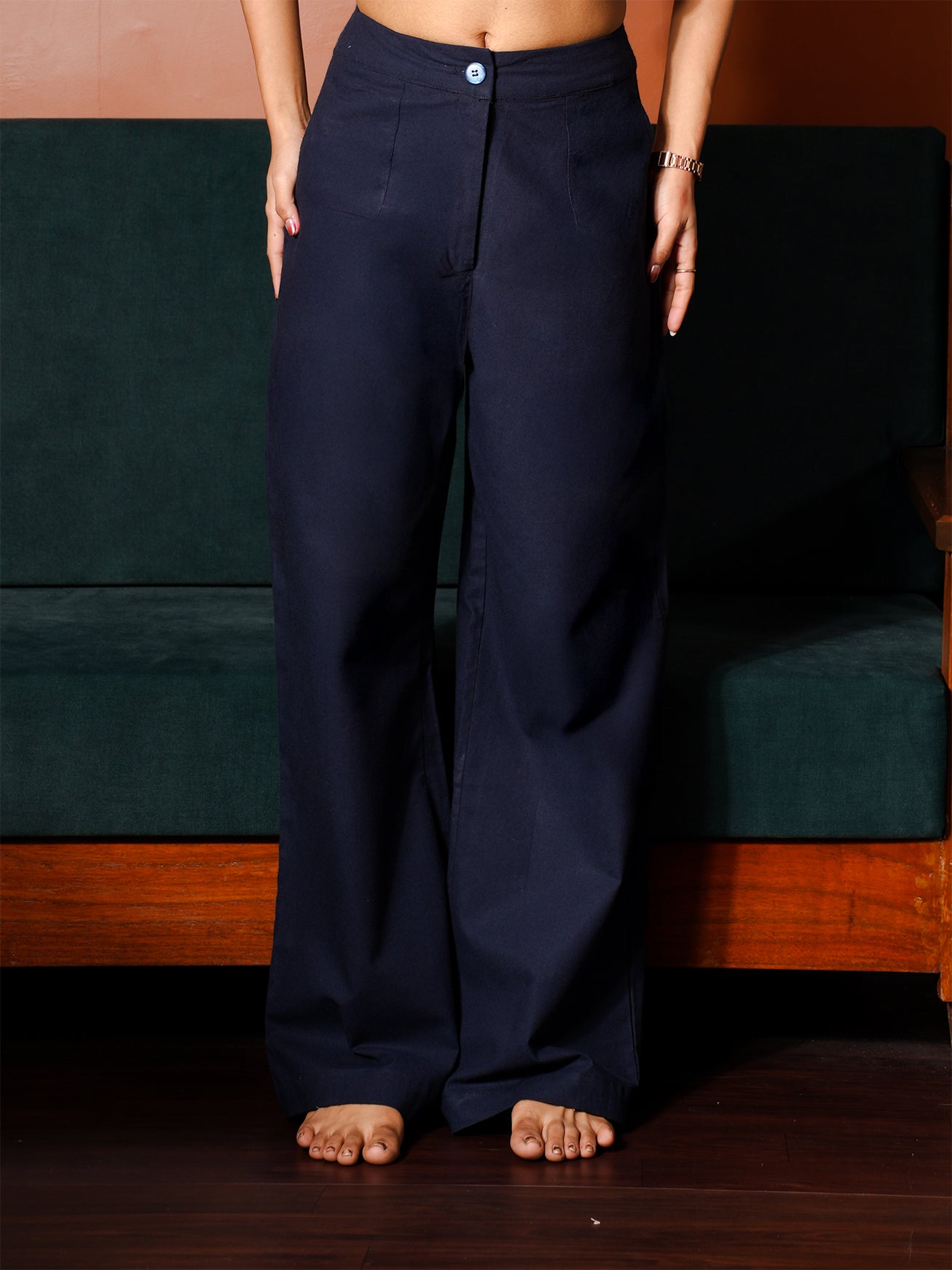 Navy Blue Cotton Pants