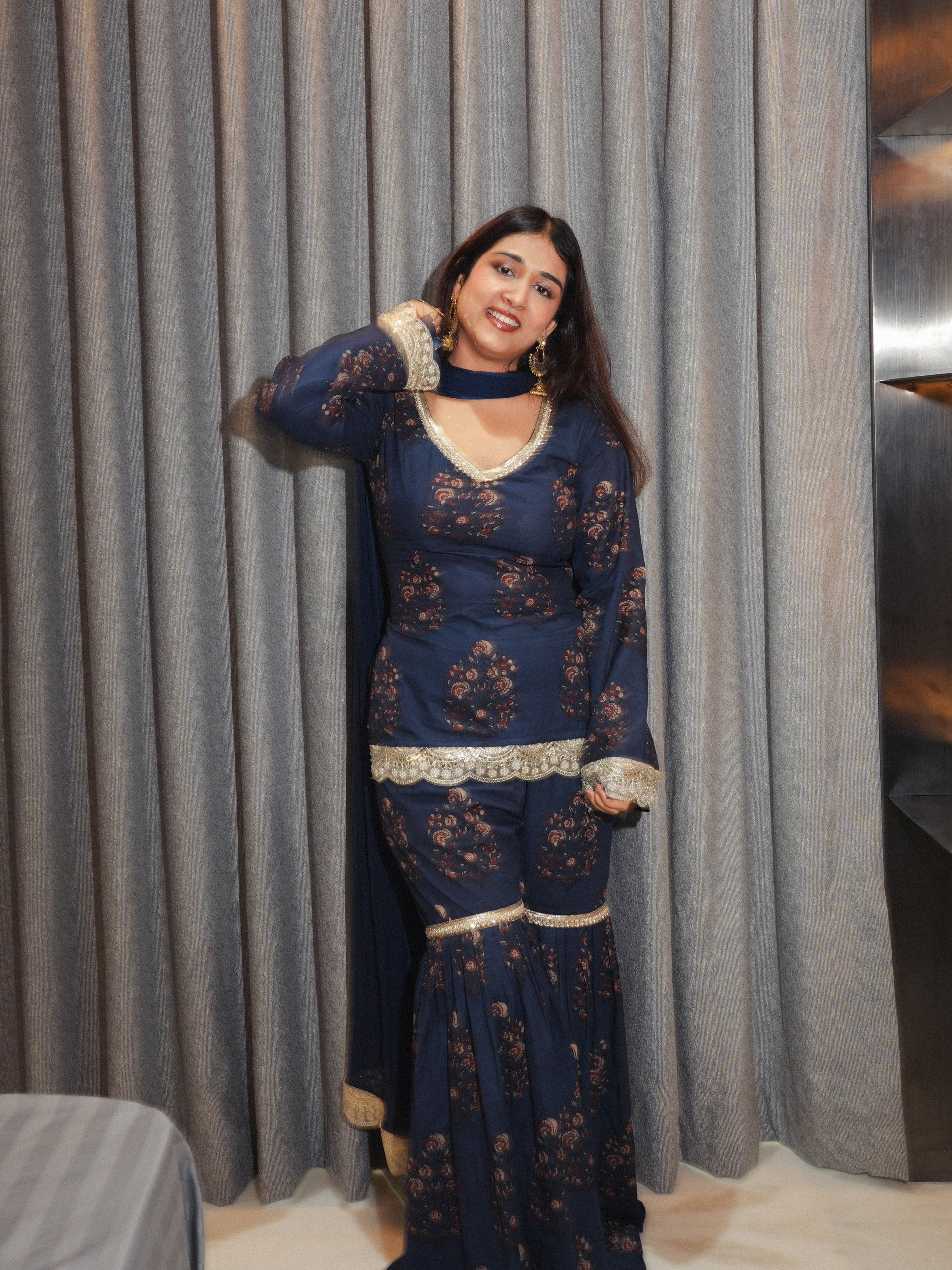 Inaayat Sleeved Corset Kurti With Sharara And Dupatta  Set