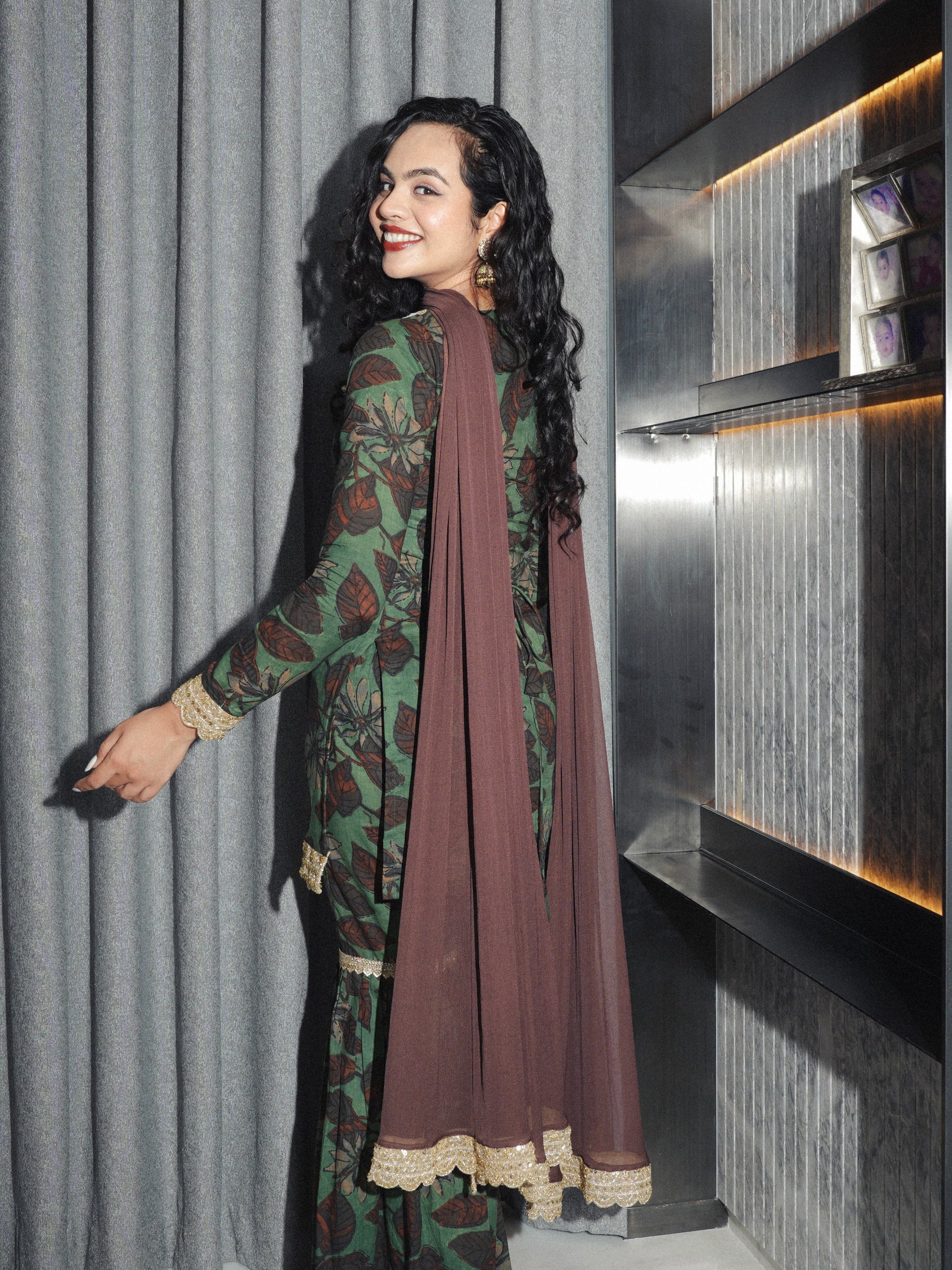 Meherzeen Sleeved Corset Kurti Sharara Set