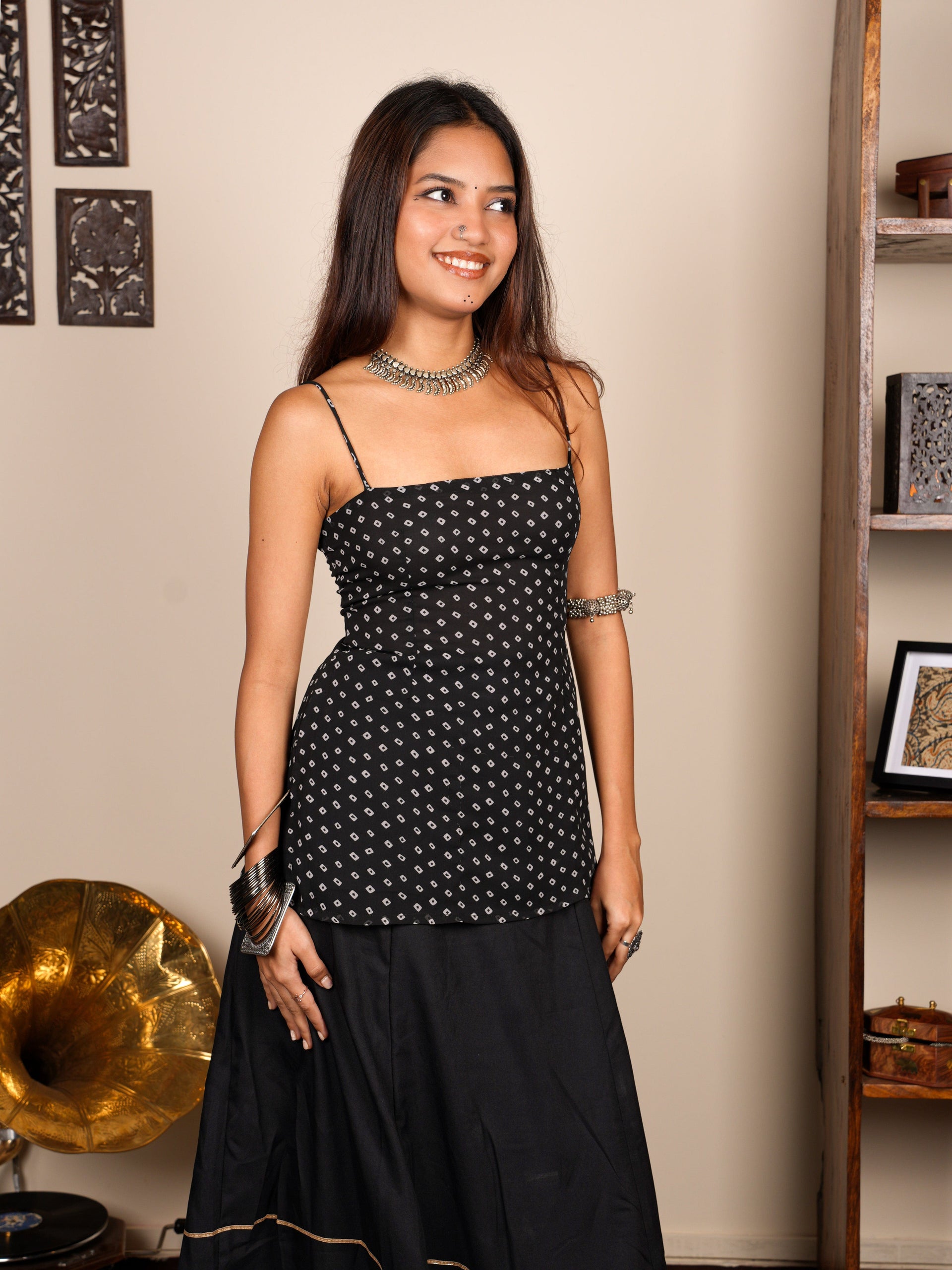 Jhanjhar Bandhani Corset Kurti