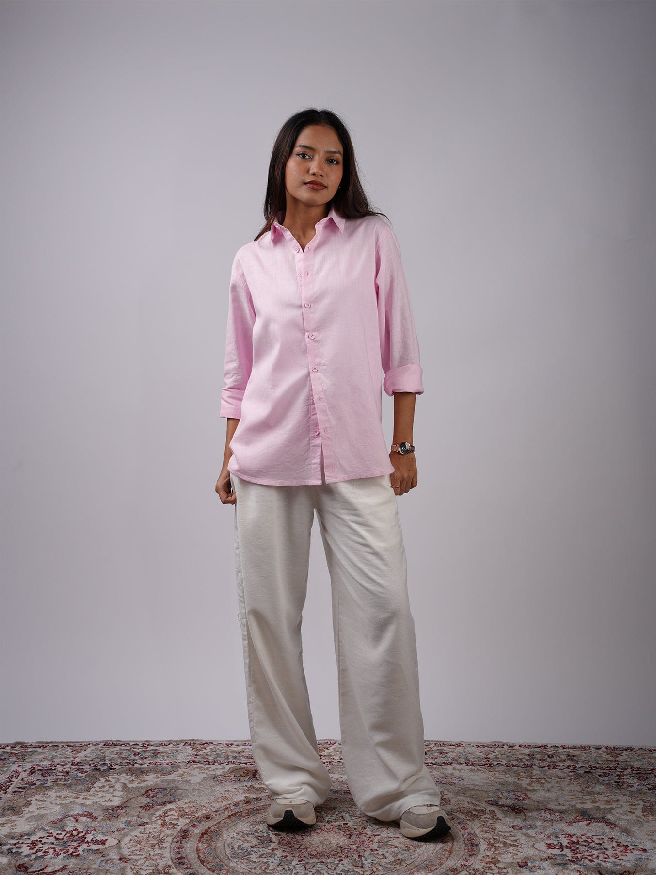 Oversized Pink Linen Shirt