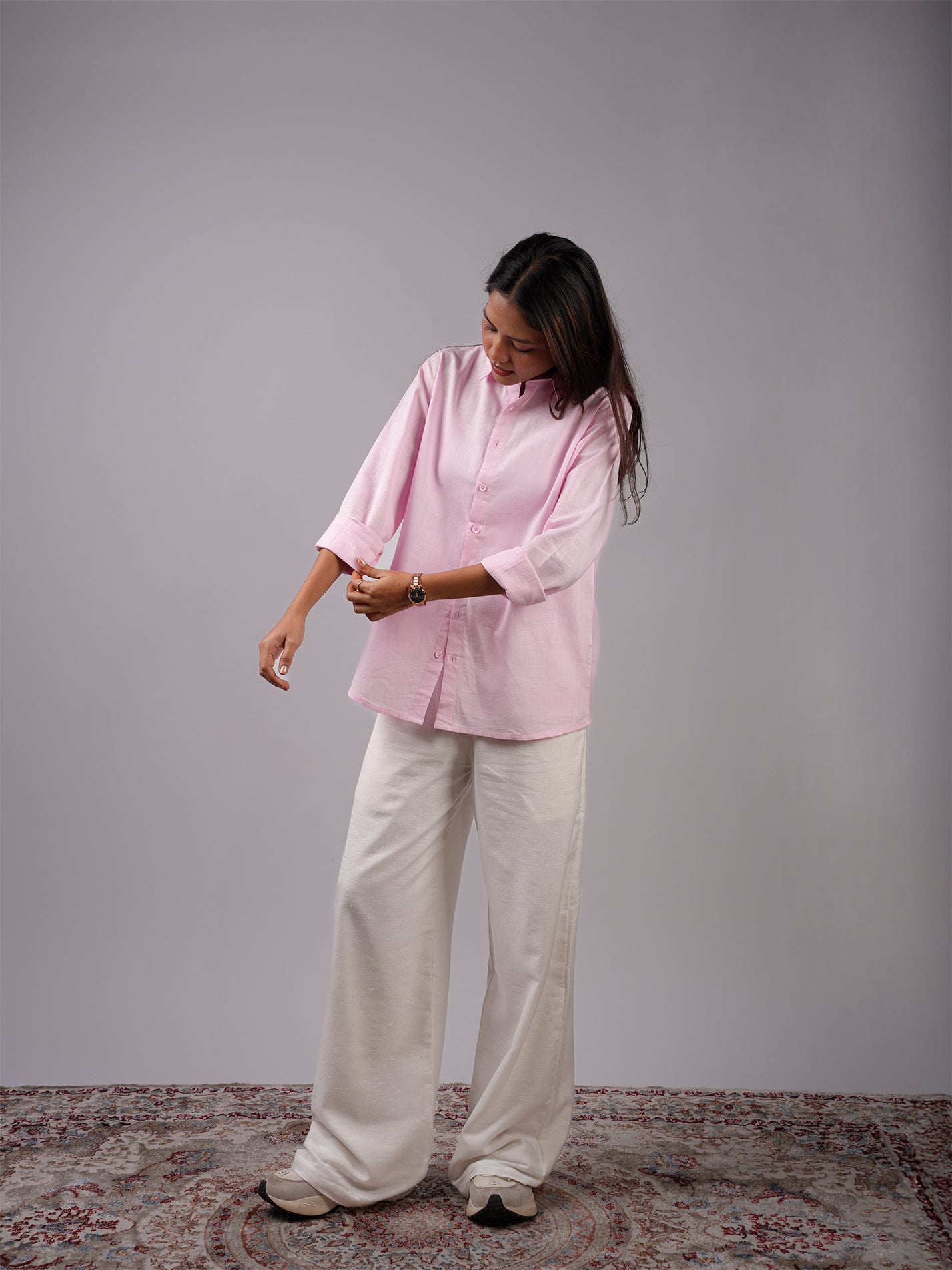 Oversized Pink Linen Shirt